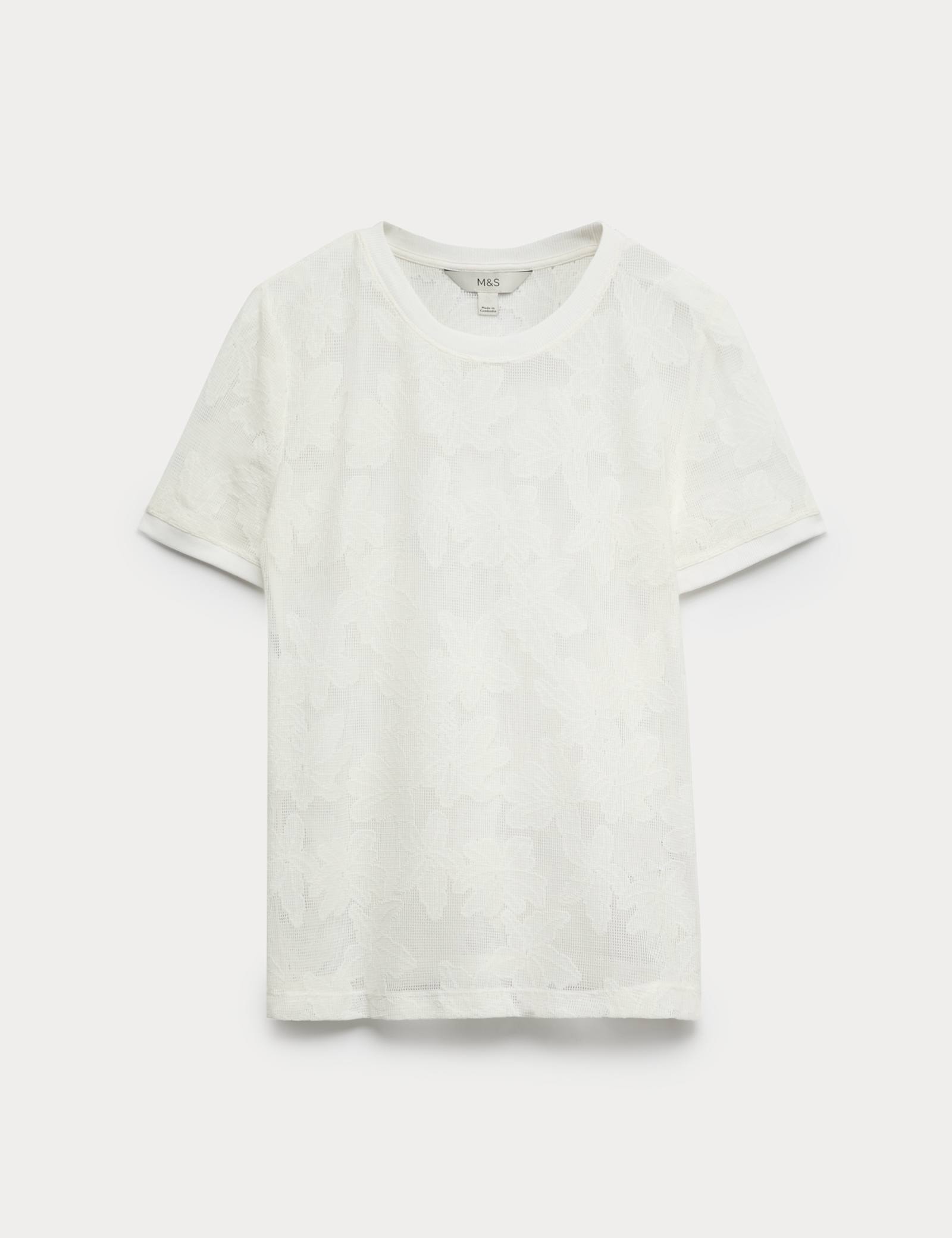 Cotton Blend Floral Lace Top - image 2