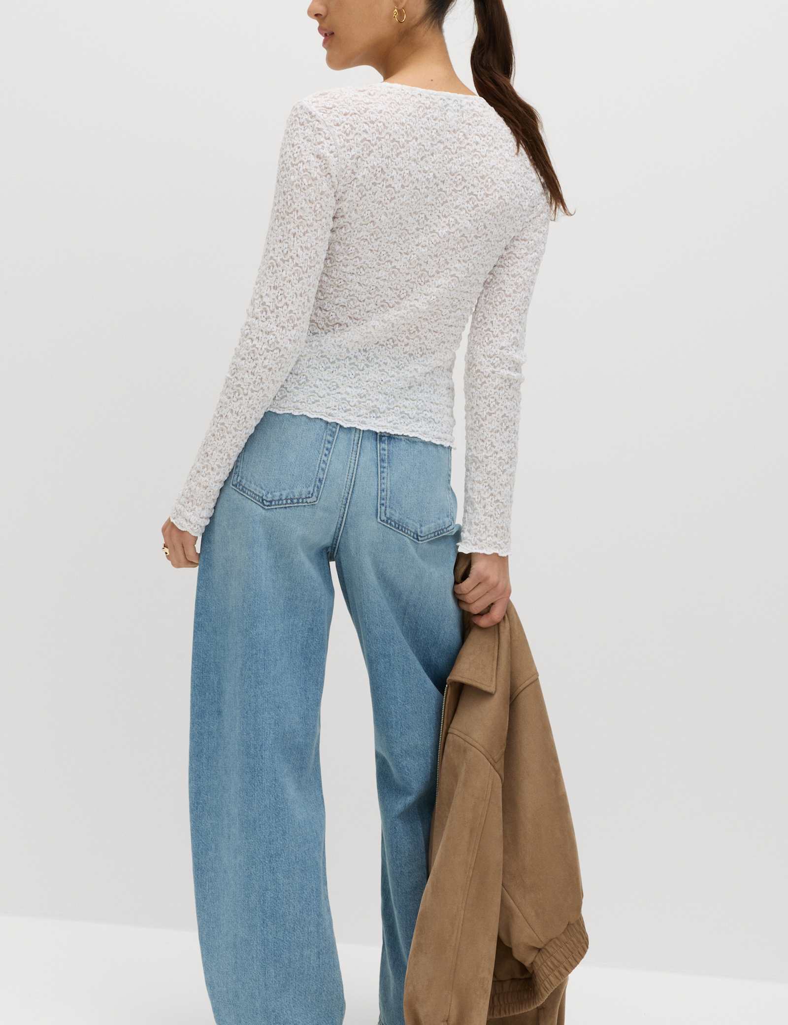 Cotton Blend Lace Textured Top - image 4