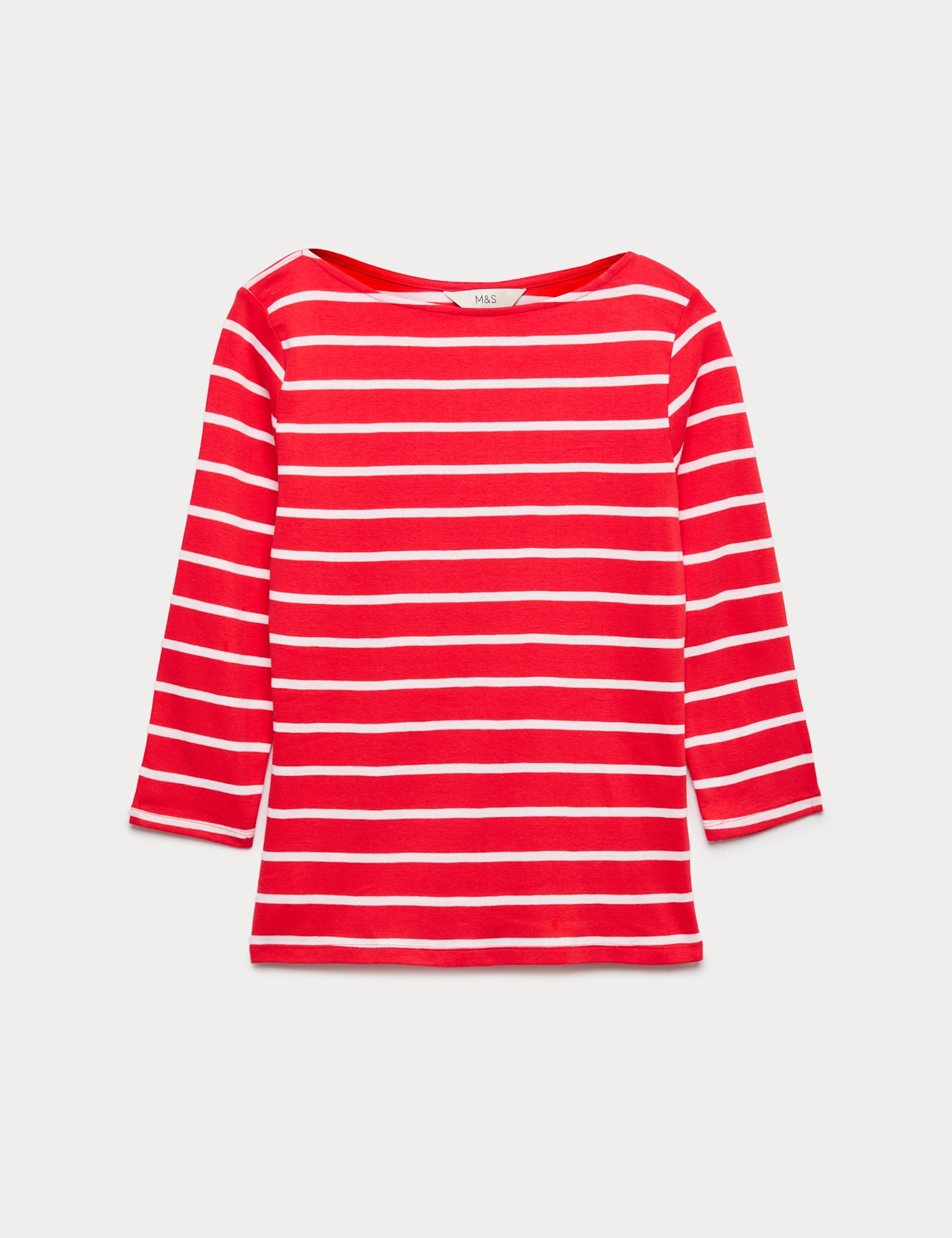 Pure Cotton Striped Slash Neck Slim Fit Top - image 3