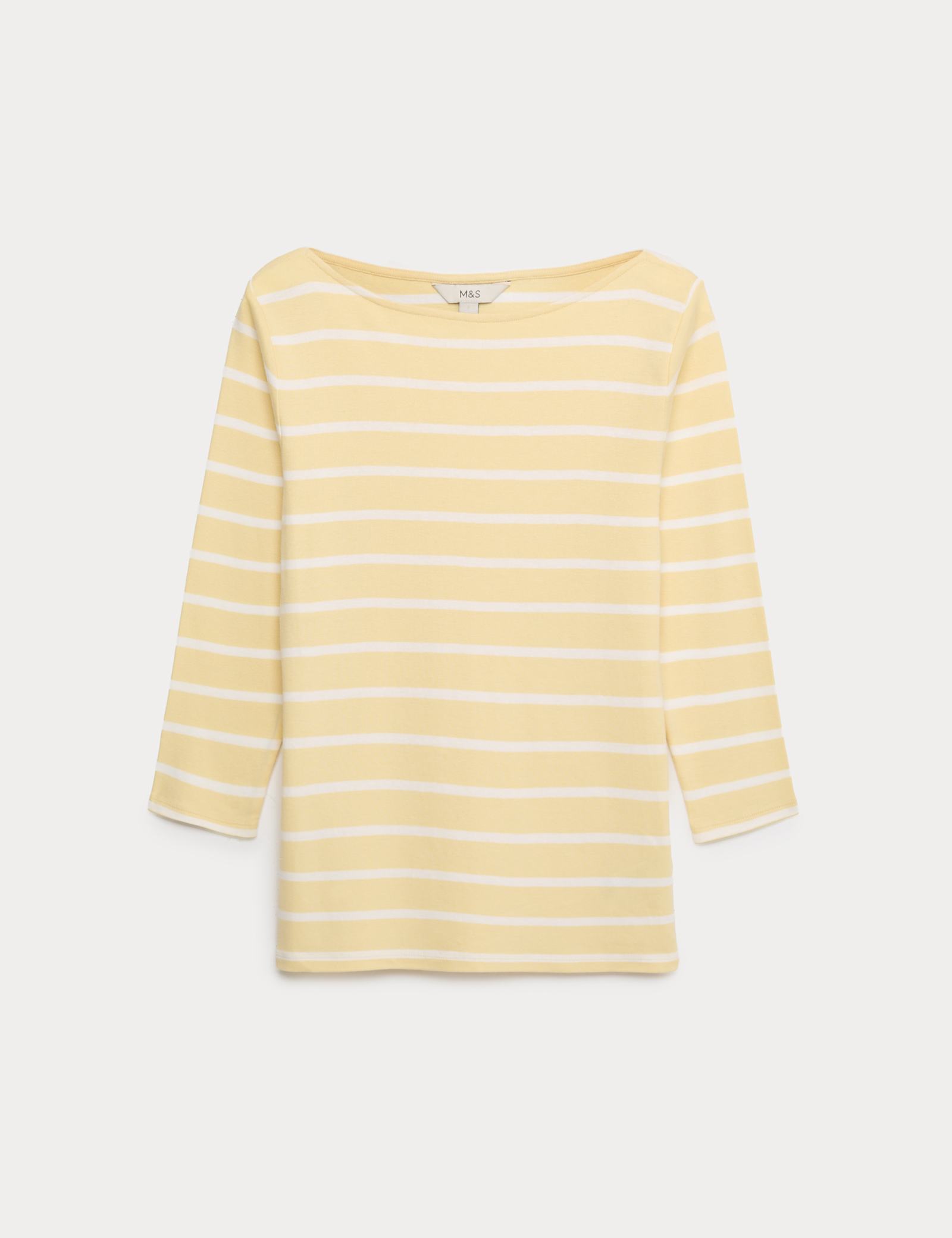 Pure Cotton Striped Slash Neck Slim Fit Top - image 2