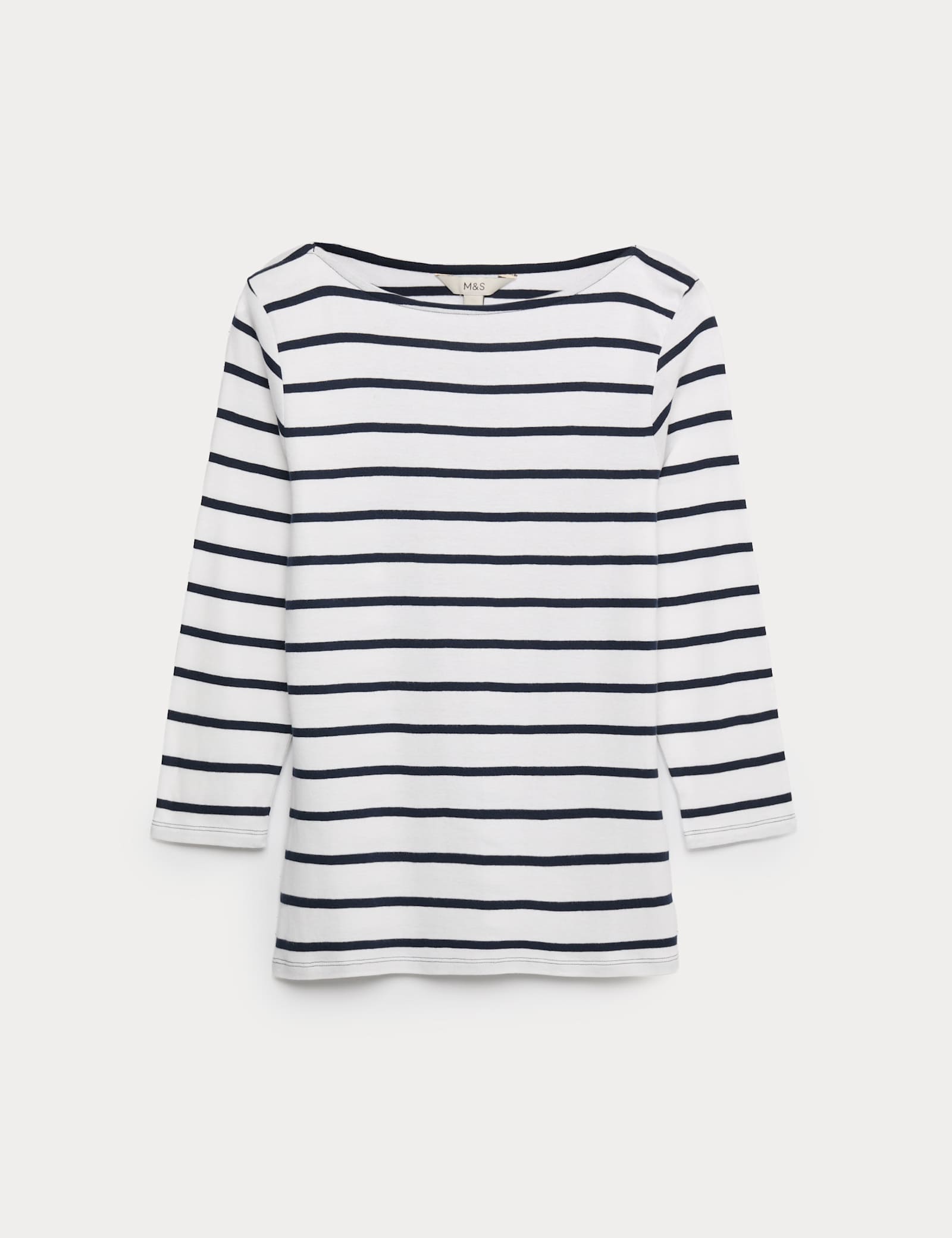 Pure Cotton Striped Slash Neck Slim Fit Top - image 1