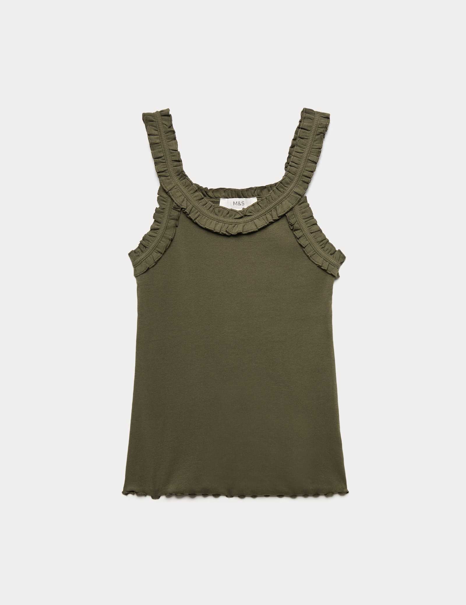 Cotton Rich Frill Strap Vest - image 2
