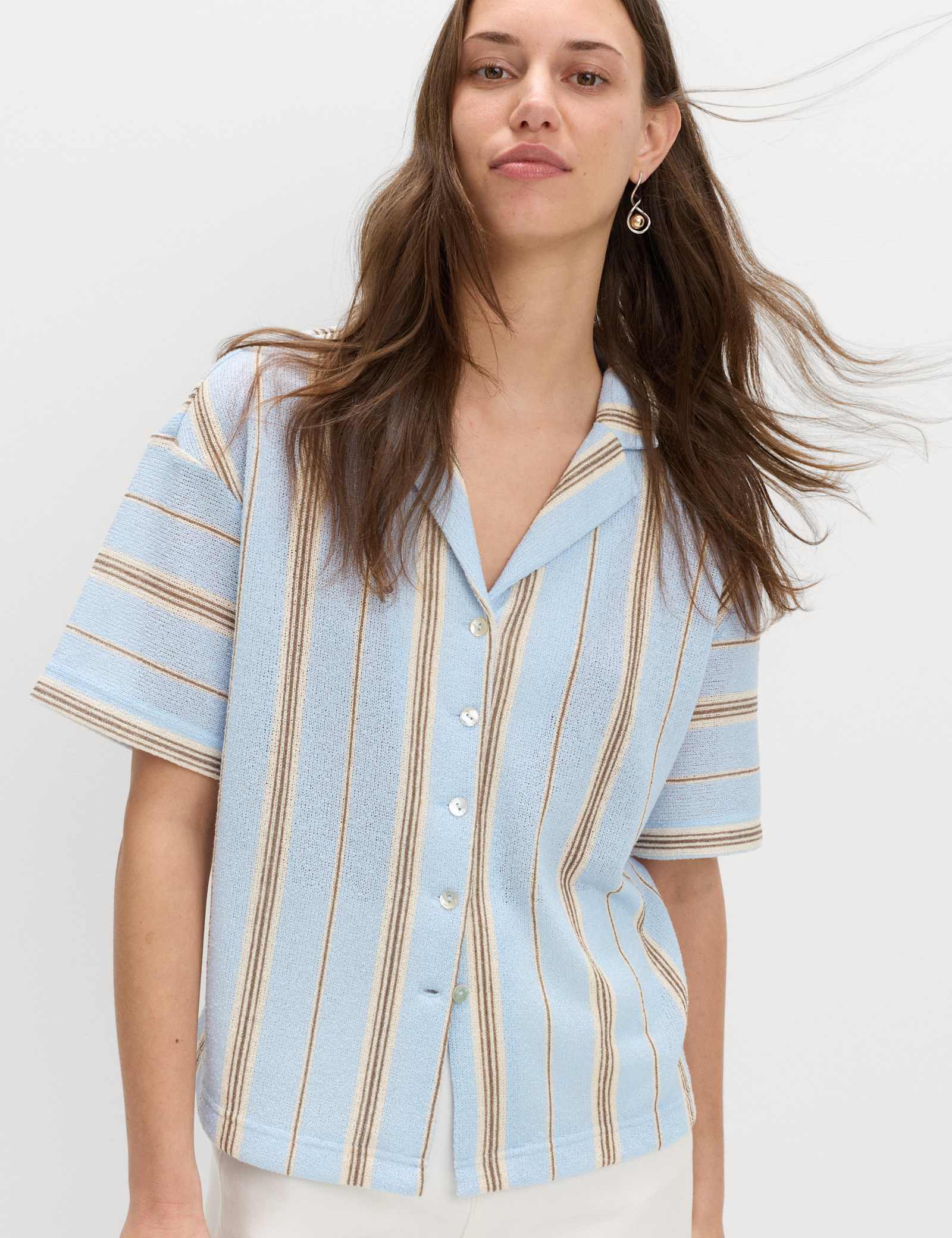 Striped Textured Resort Shirt - image 2