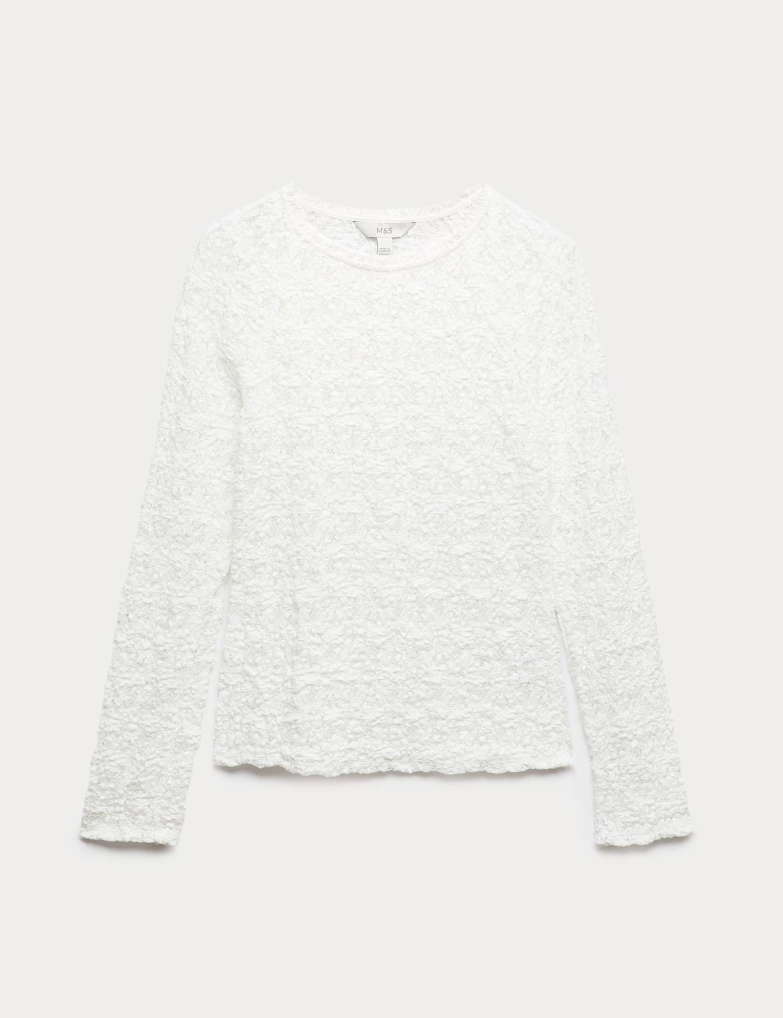 Cotton Rich Lace Textured Top - image 1