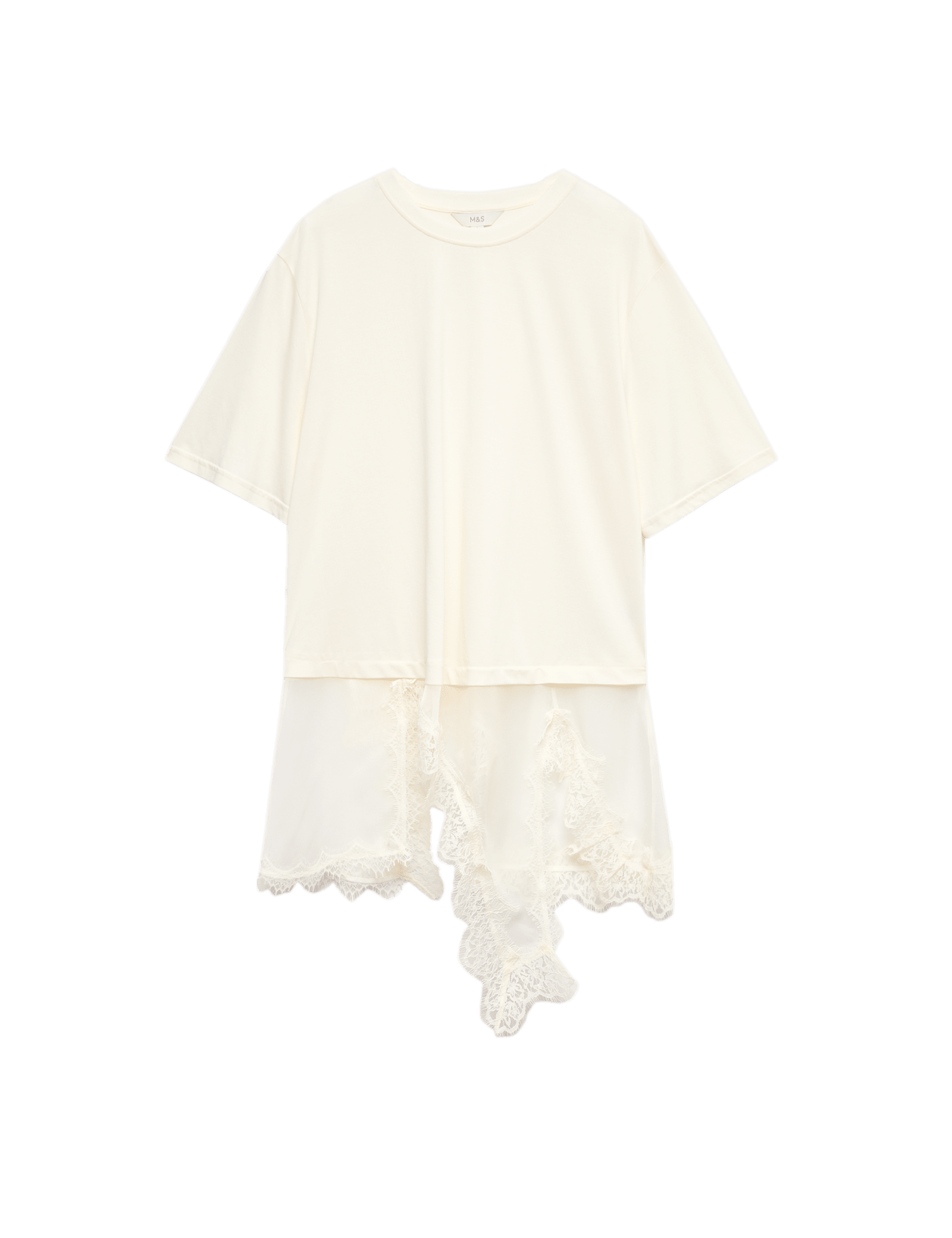 Cotton Blend Lace Hem Detail T-Shirt - image 5