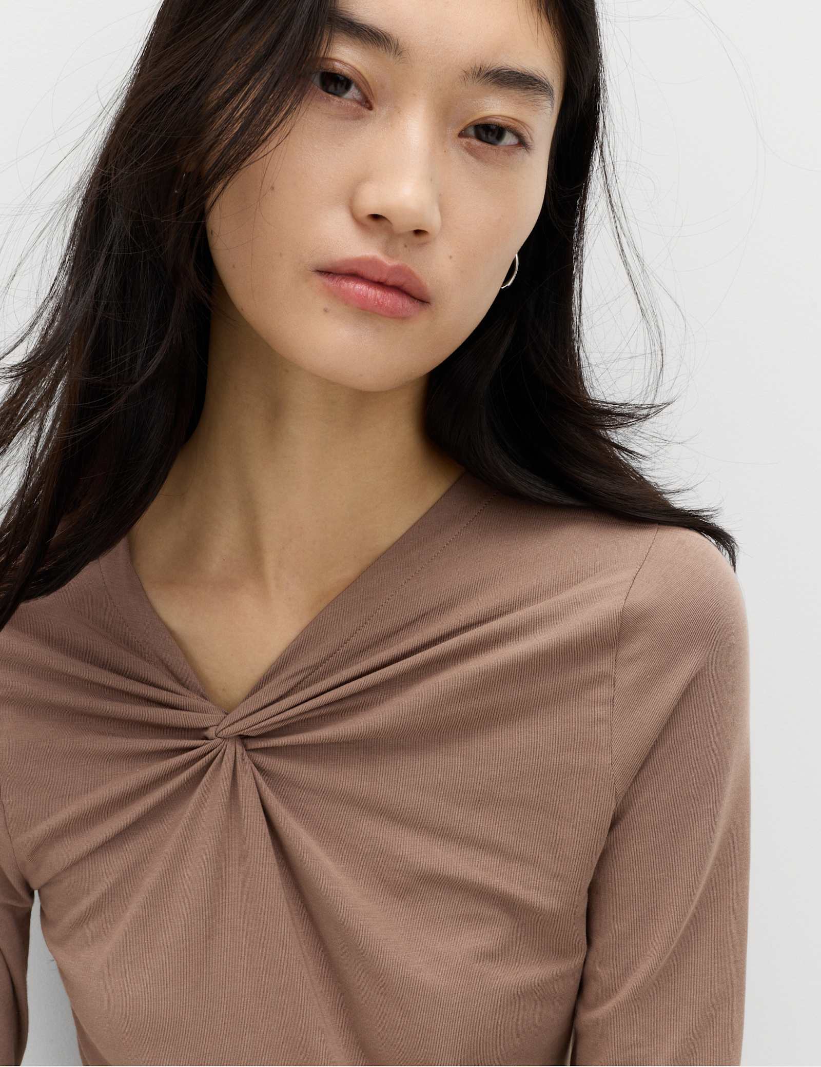Cotton Blend Knotted Long Sleeve Top - image 4