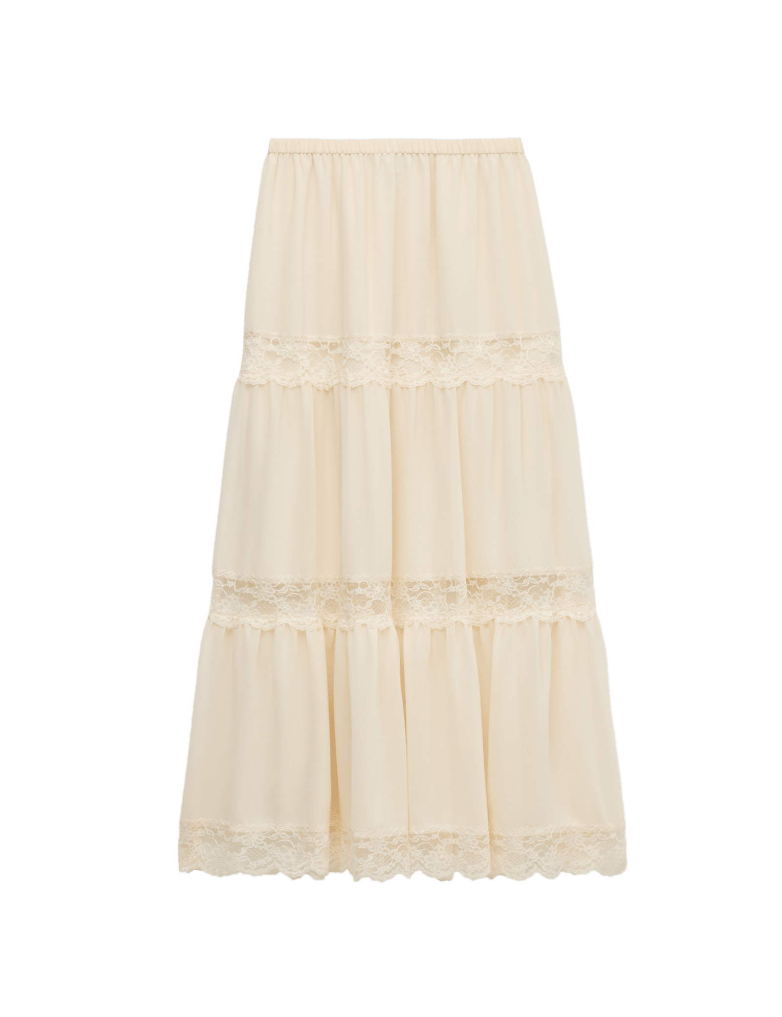 Lace Insert Midi Tiered Skirt - image 3