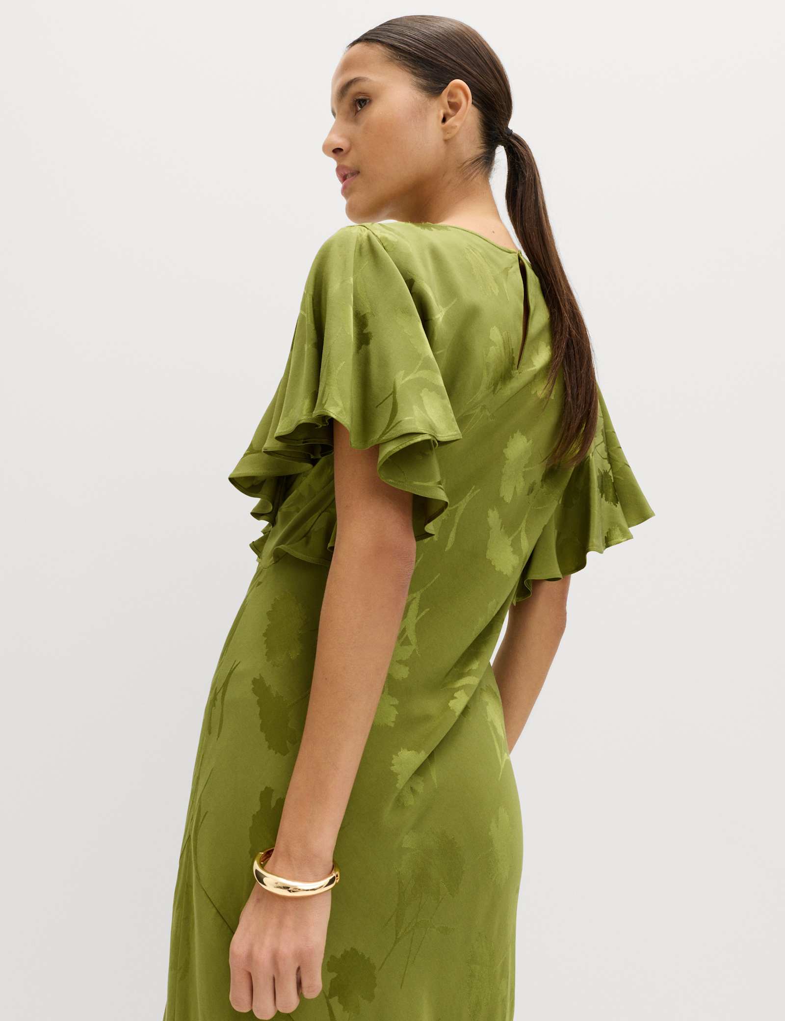 Floral Jacquard Angel Sleeve Midaxi Dress - image 5