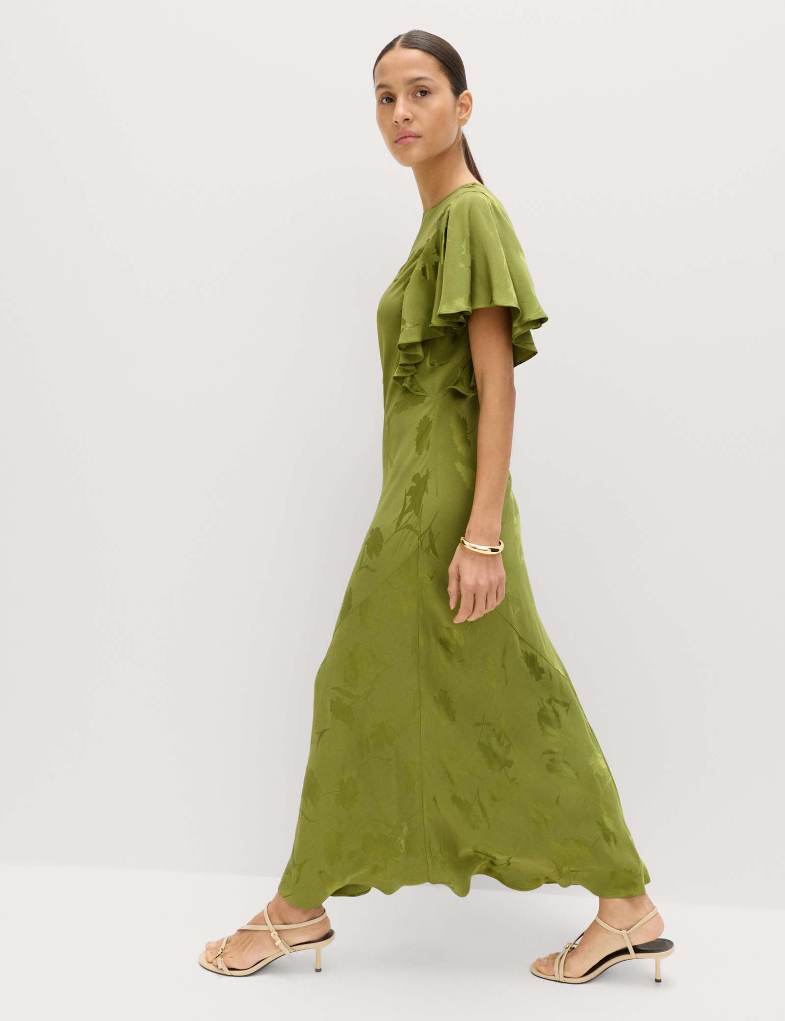 Floral Jacquard Angel Sleeve Midaxi Dress - image 4