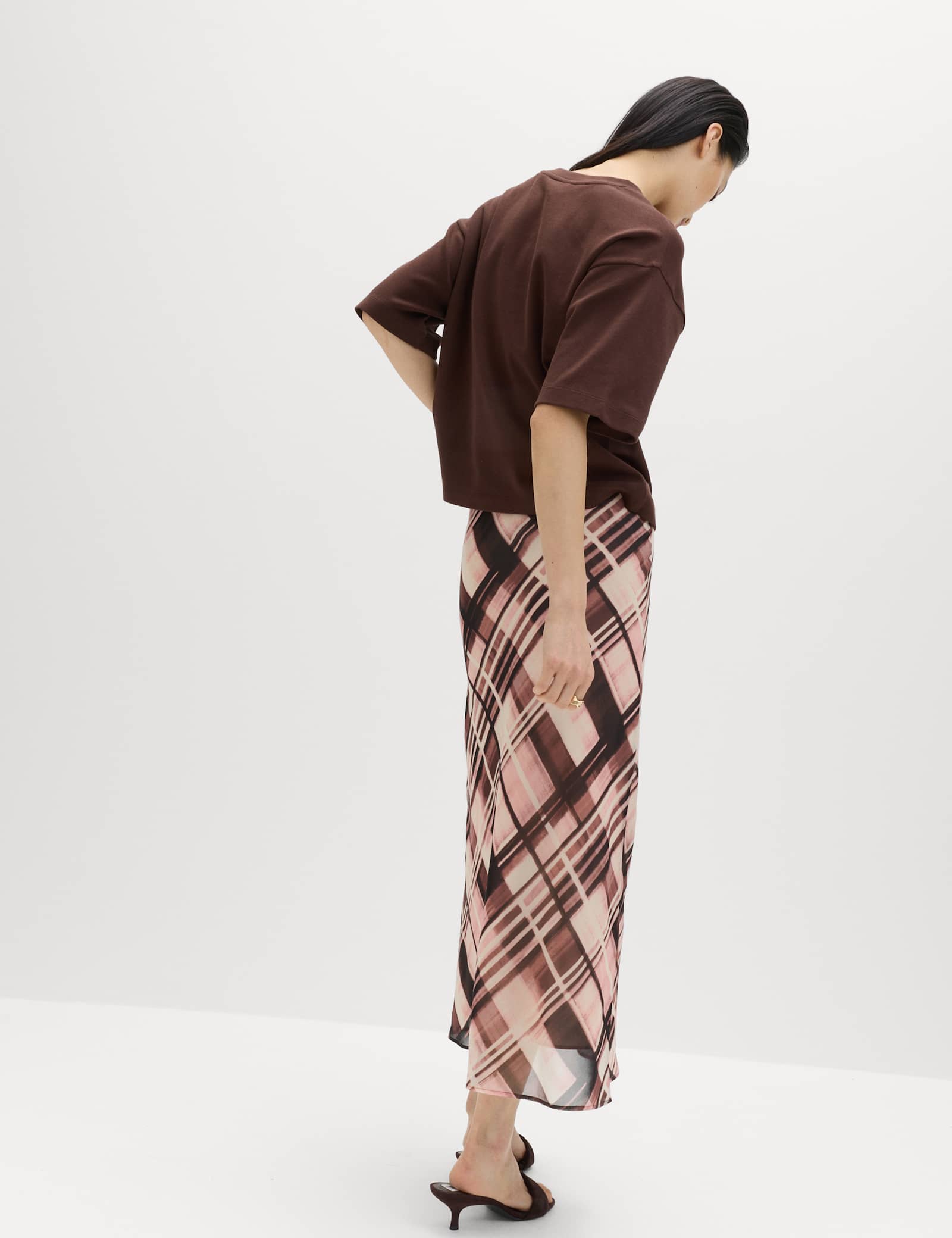 Chiffon Checked Midaxi Slip Skirt - image 4