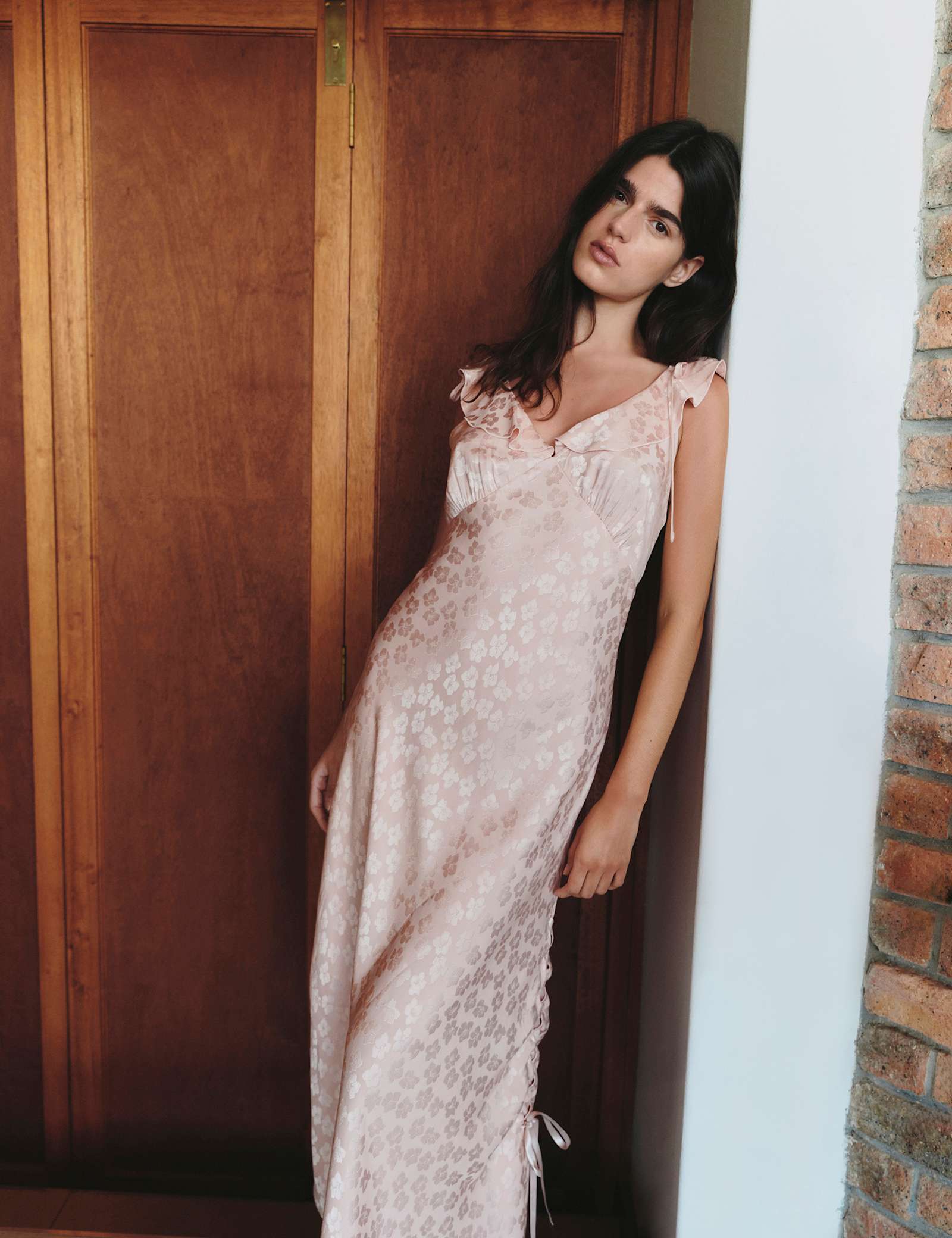 Satin Jacquard Ruffle Detail Dress - image 2