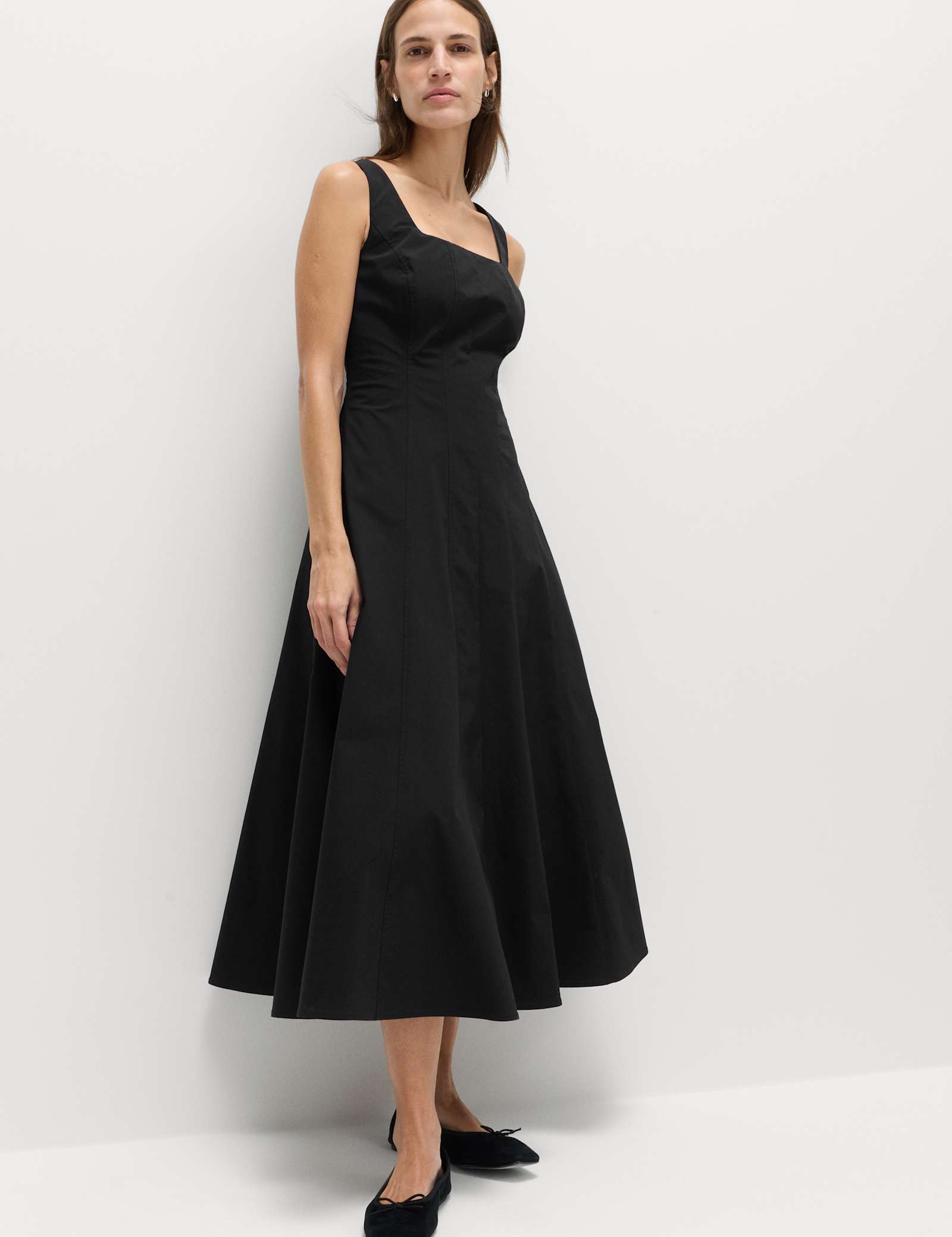 Cotton Rich Panel Midi Waisted Skater Dress - image 2