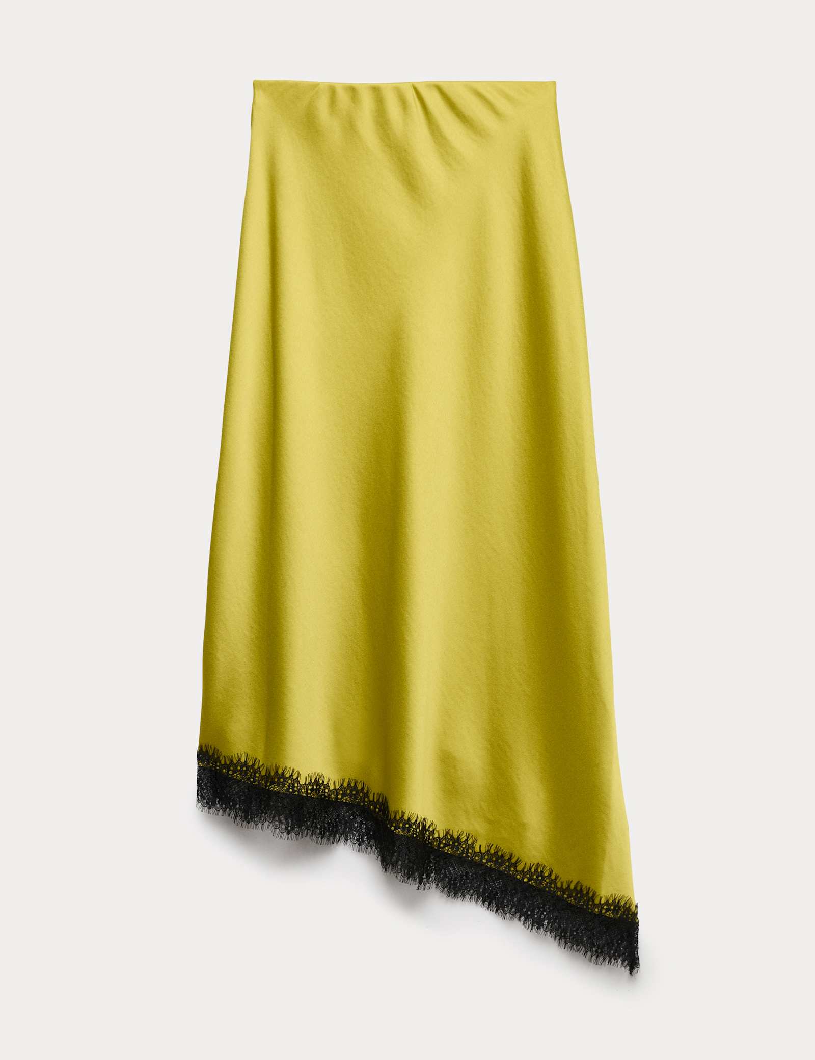 Lace Detail Asymmetric Midi Slip Skirt - image 1