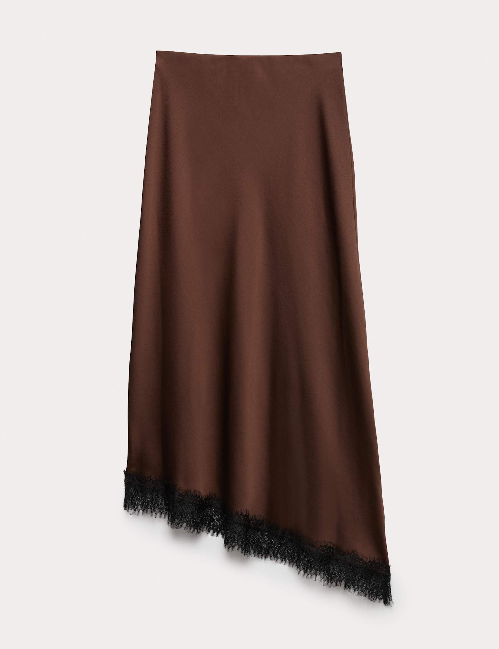 Lace Detail Asymmetric Midi Slip Skirt - image 2