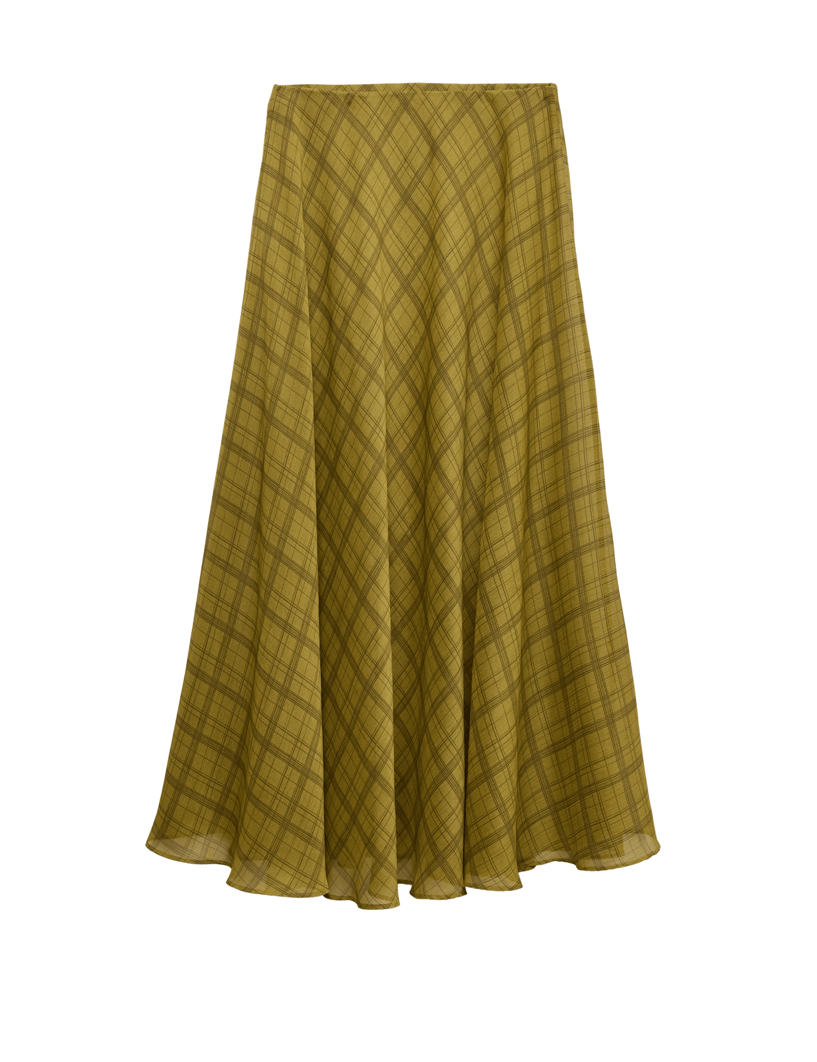 Checked Chiffon Midi A-Line Skirt - image 3