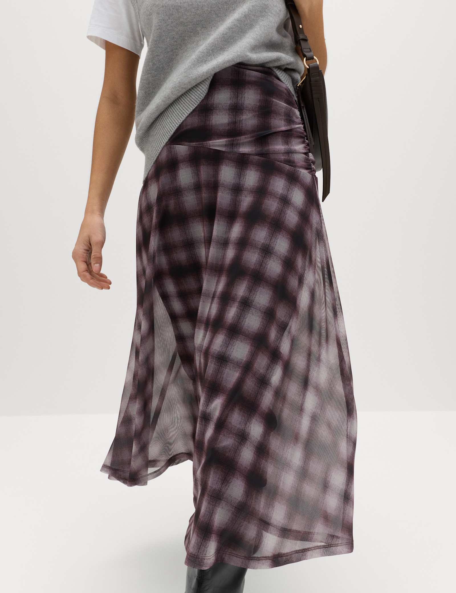 Checked Midi A-Line Skirt - image 2