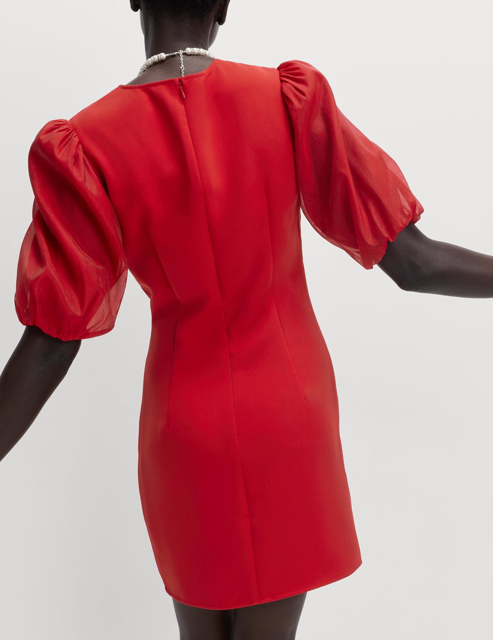 Organza Puff Sleeve Mini Shift Dress - image 2