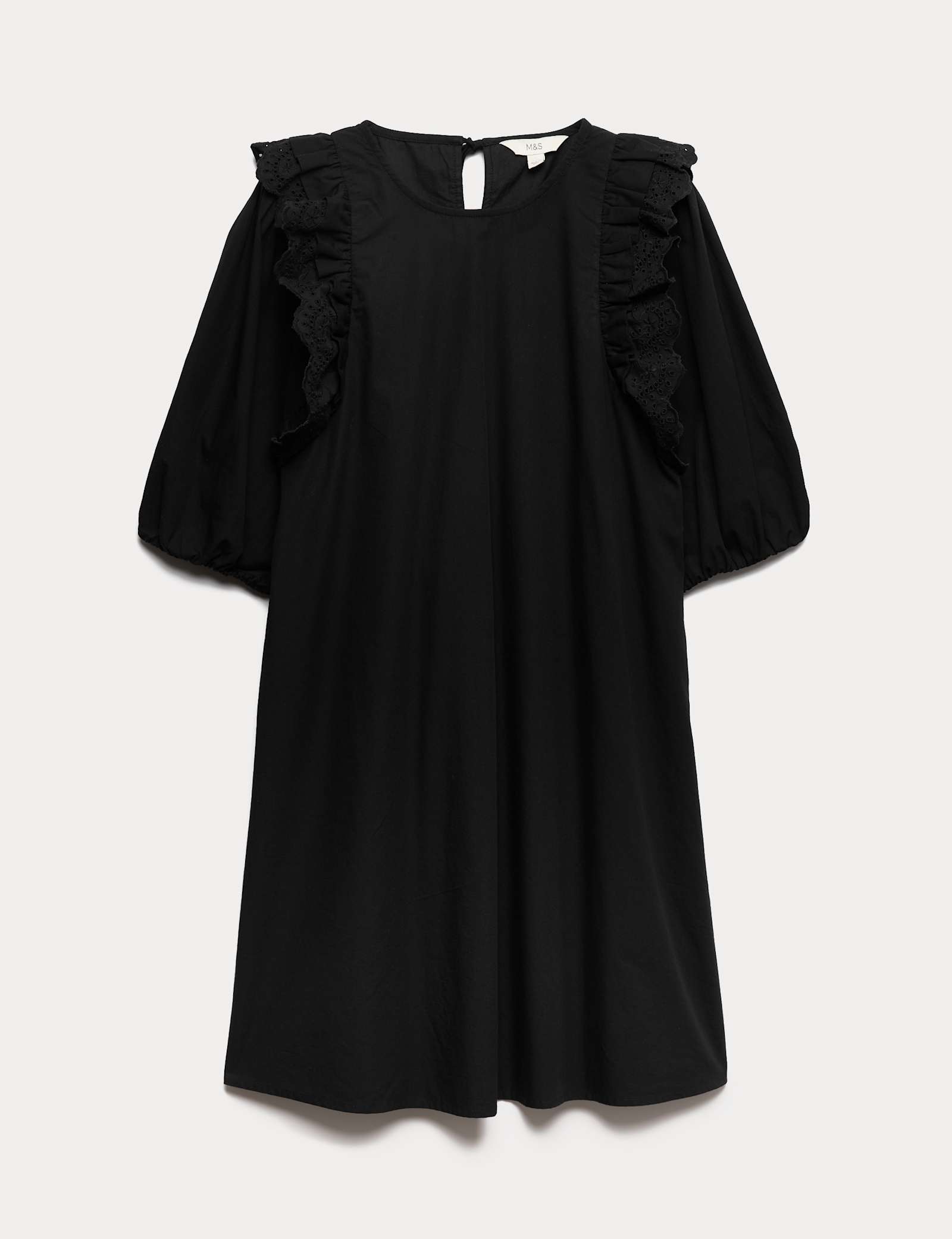 Broderie Frill Sleeve Mini Relaxed Dress - image 1