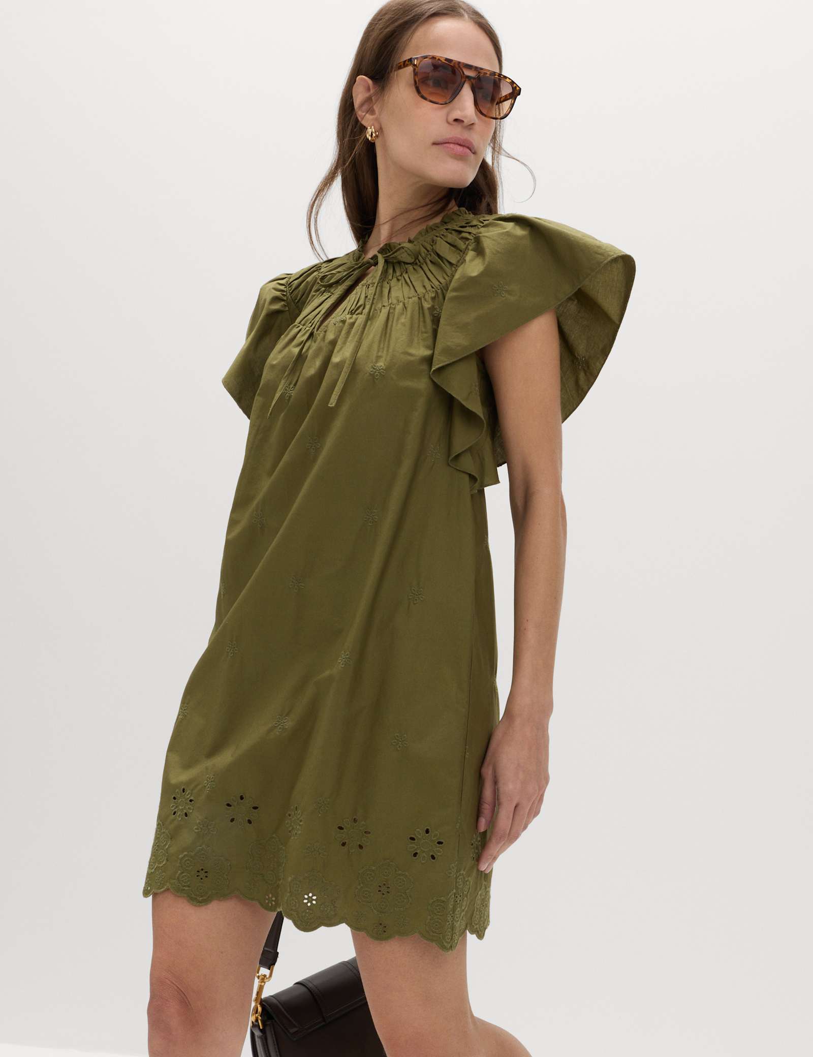 Pure Cotton Embroidered Mini Smock Dress - image 2