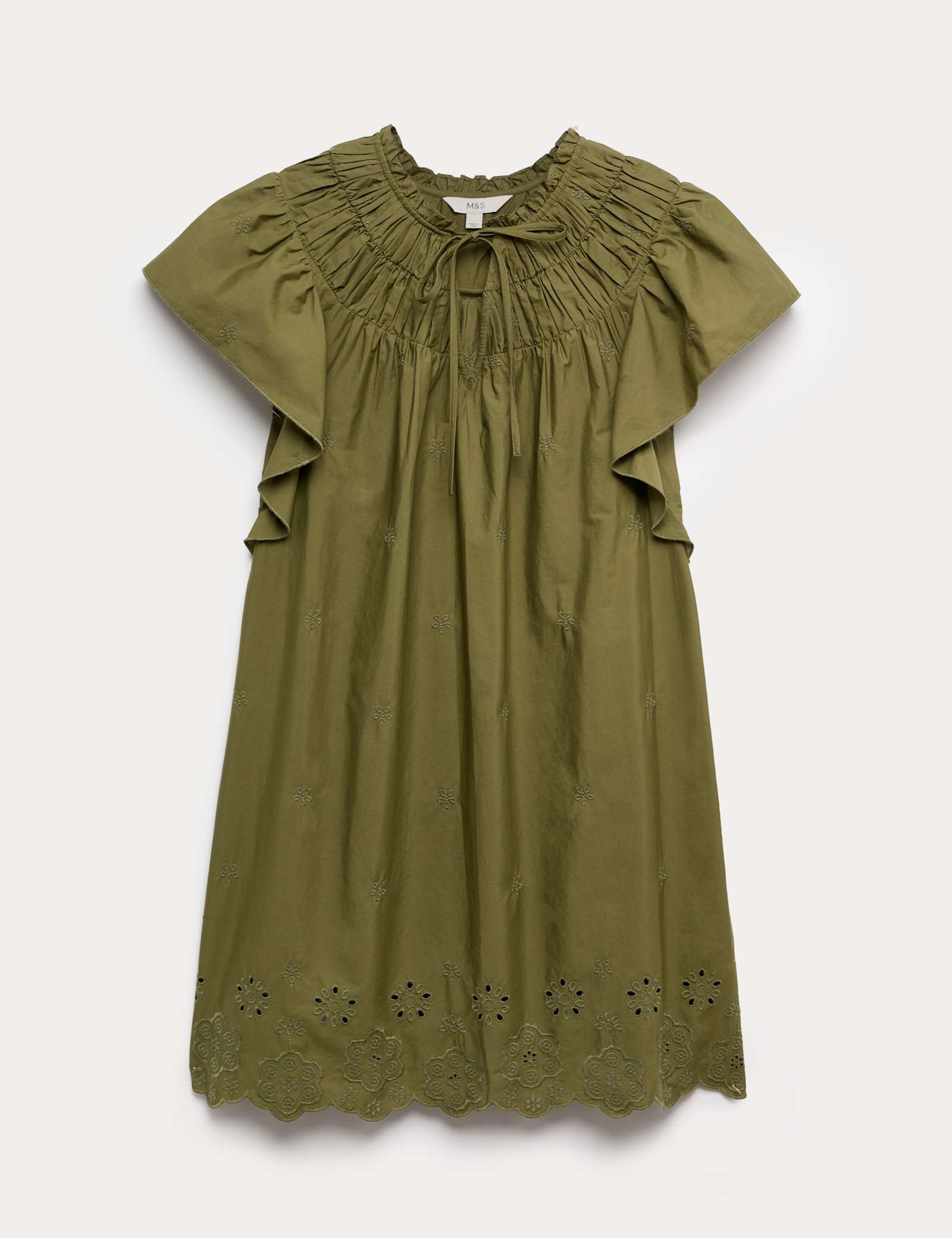 Pure Cotton Embroidered Mini Smock Dress - image 1
