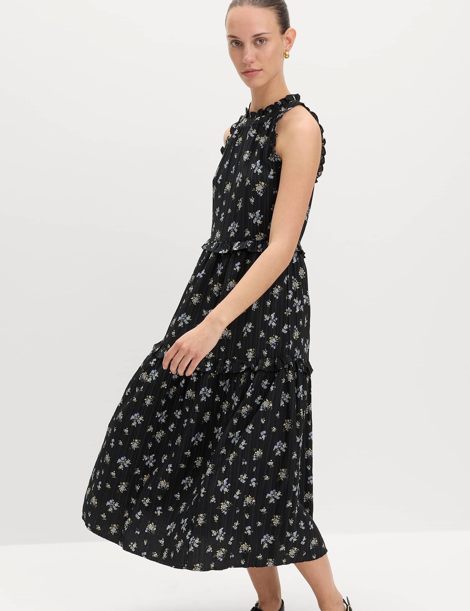 Floral Halter Neck Midi Tiered Dress - image 2
