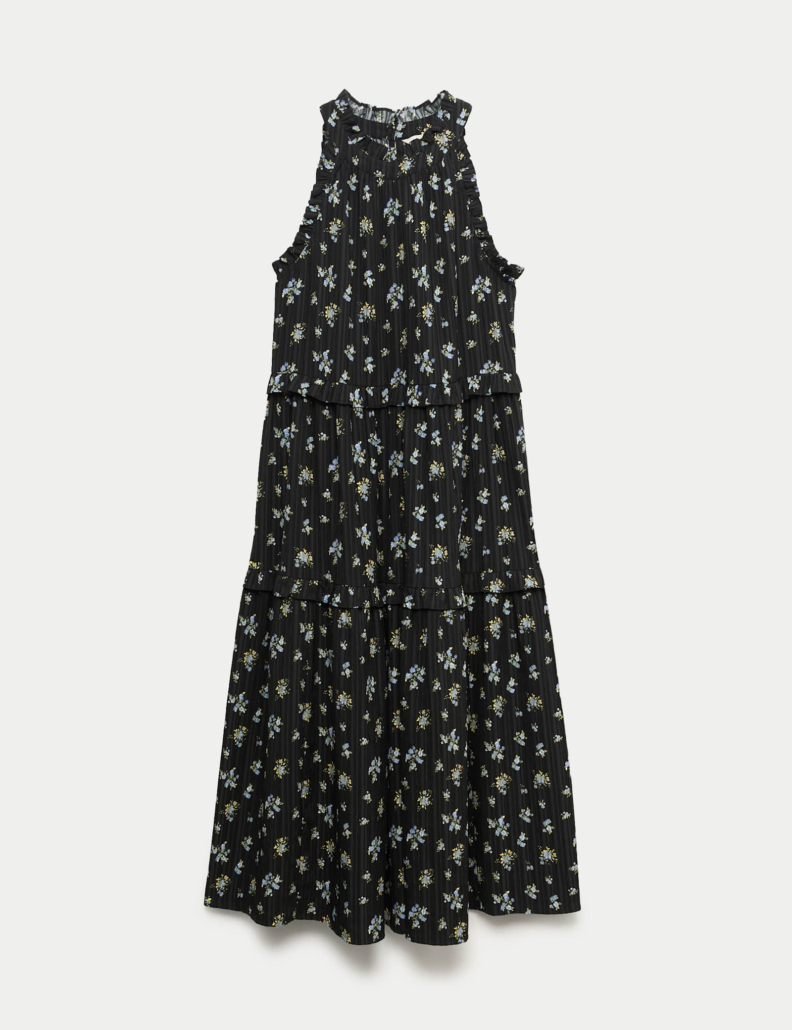 Floral Halter Neck Midi Tiered Dress - image 1