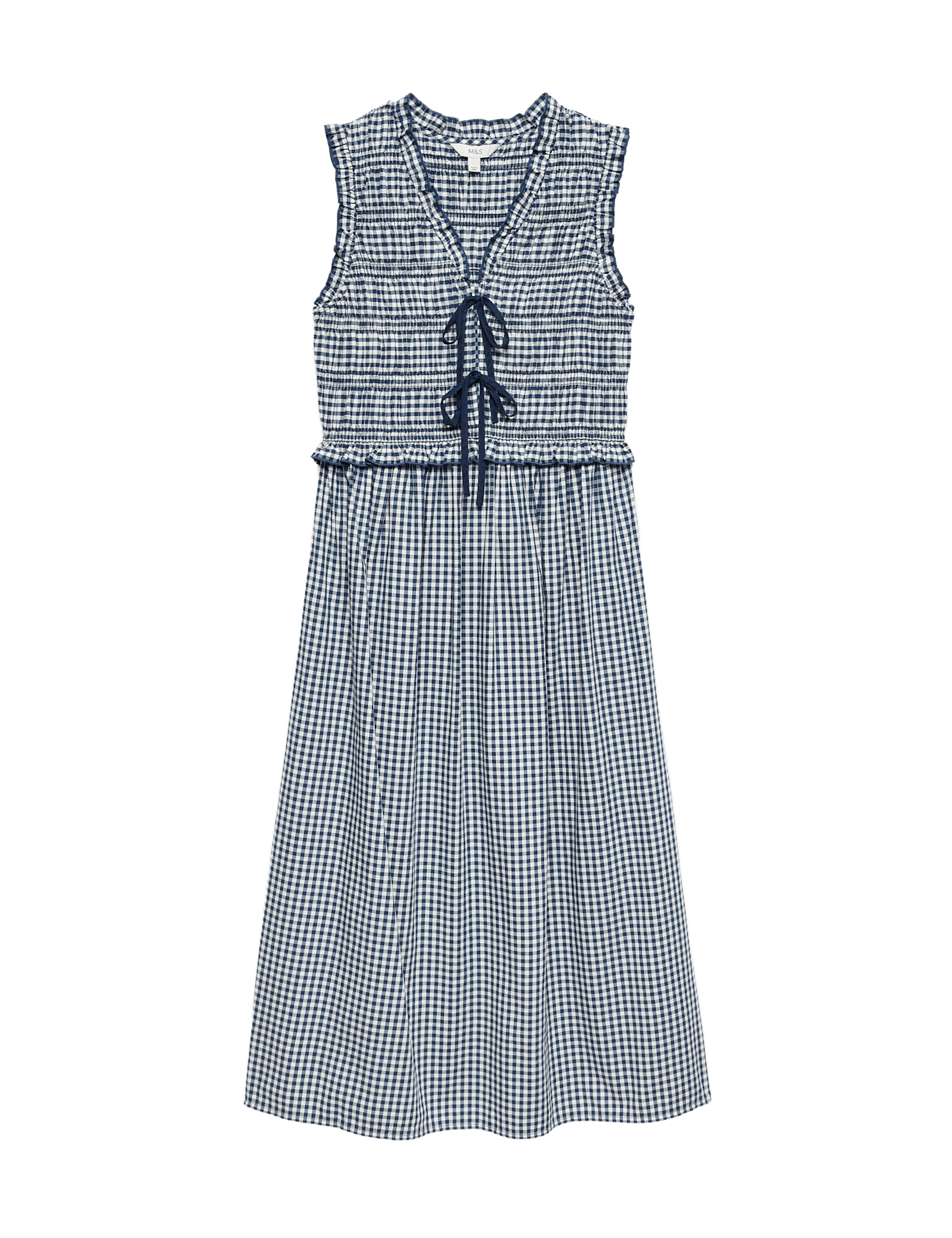 Cotton Rich Gingham Midi Waisted Dress - image 3