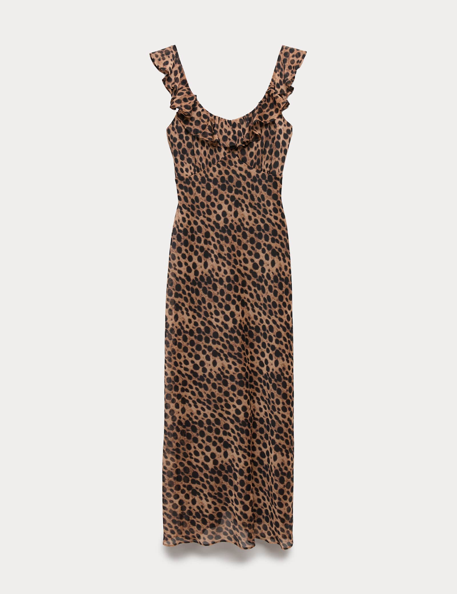 Animal Print Ruffle Detail Midaxi Column Dress - image 1