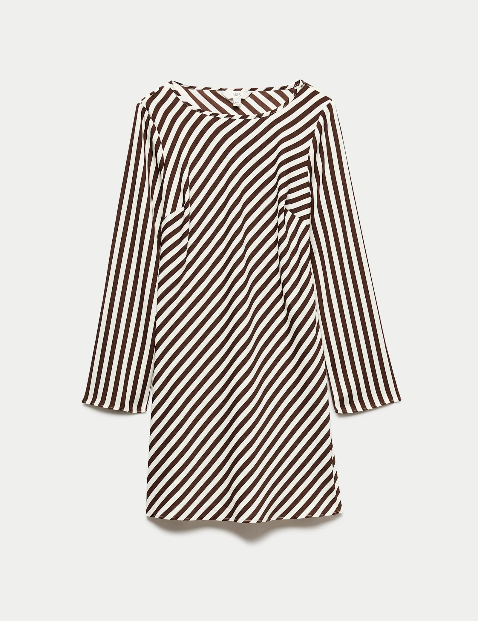 Striped Long Sleeve Mini Shift Dress - image 1