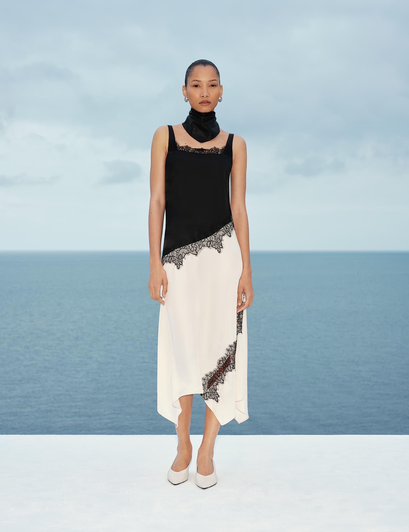 Satin Colour Block Lace Trim Midaxi Cami Slip Dress - image 2