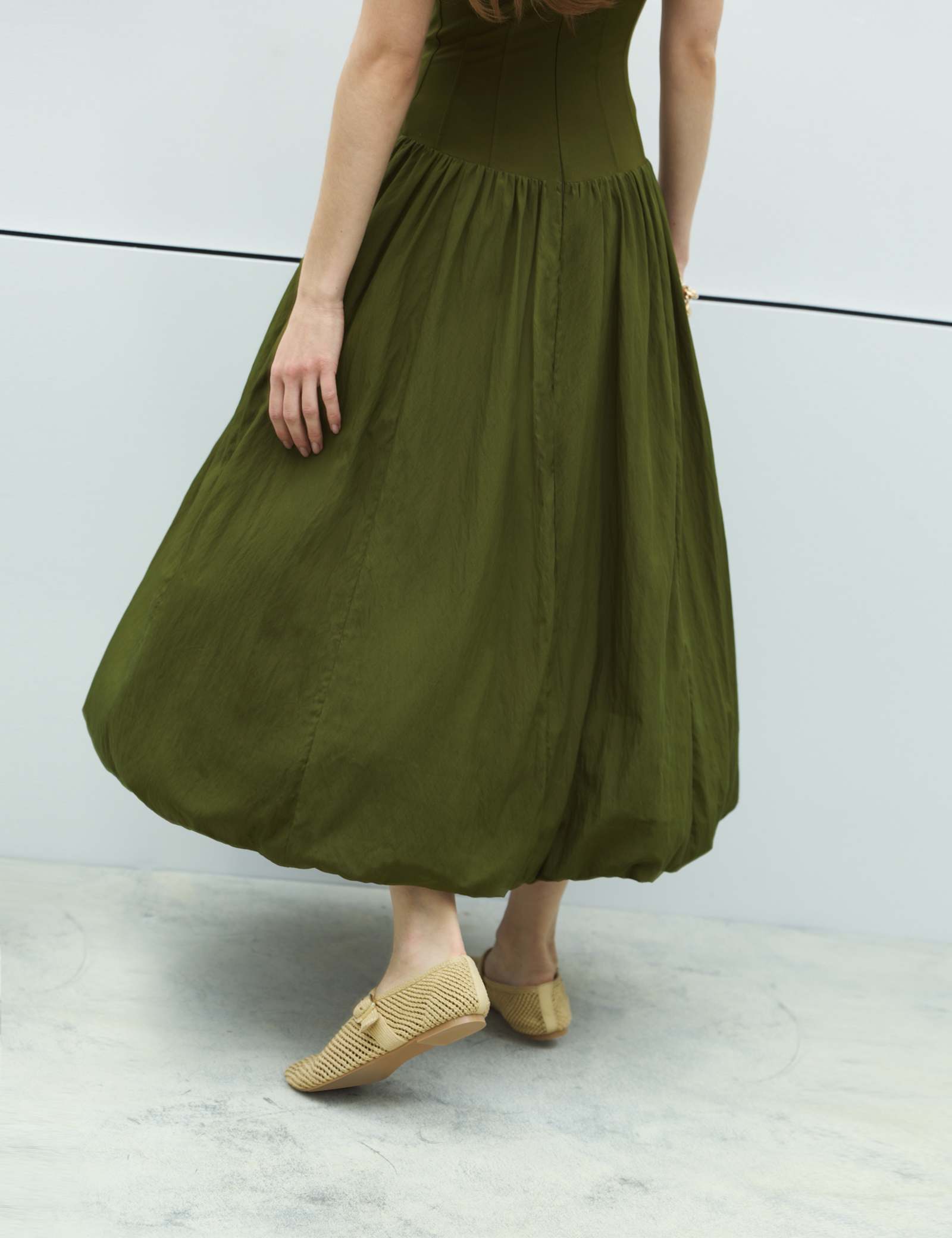 Square Neck Bubble Hem Midaxi Skater Dress - image 3