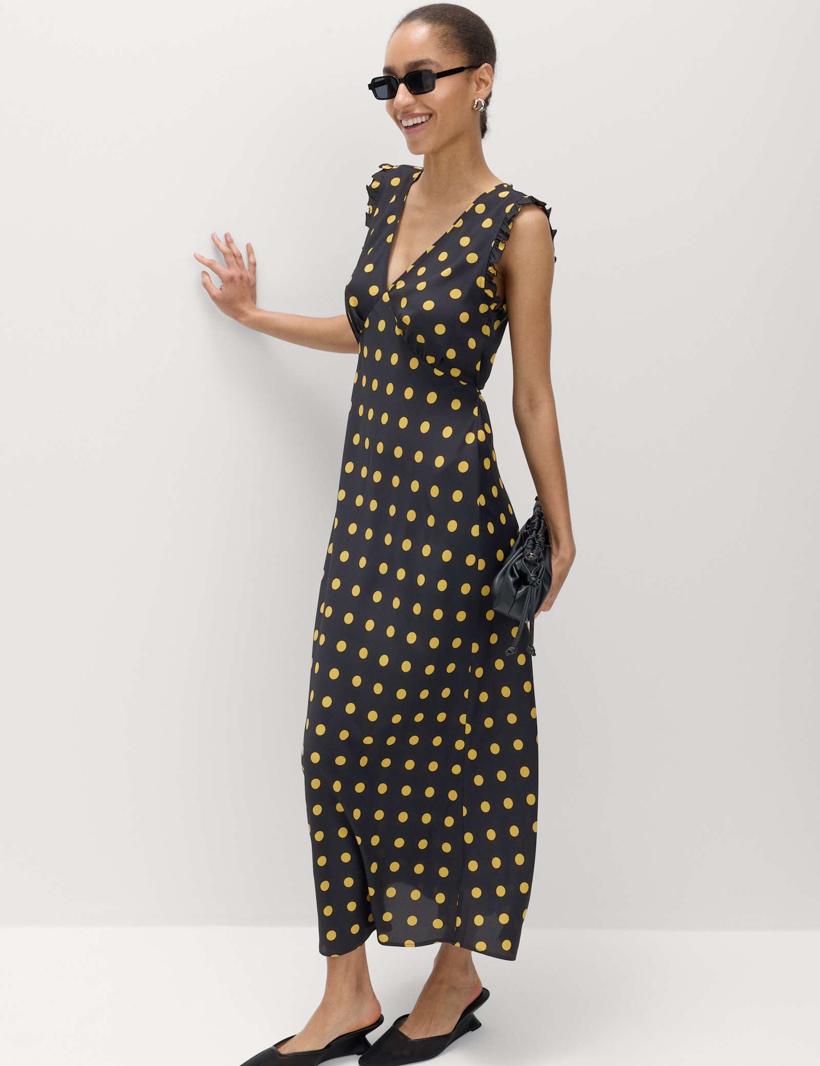 V-Neck Frill Sleeve Midi Tea Dress - image 3