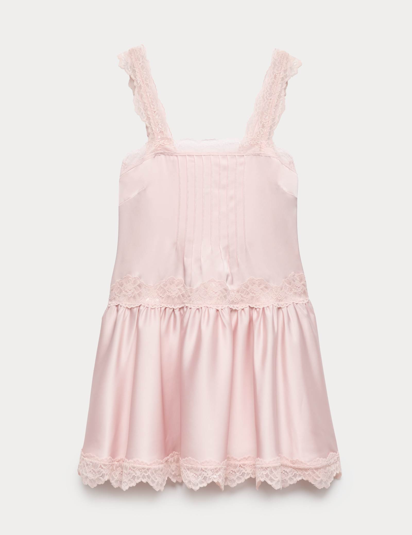 Satin Lace Insert Mini Skater Dress - image 2