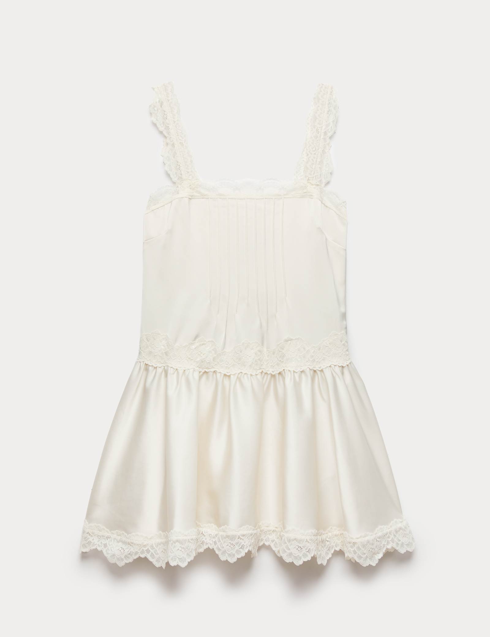 Satin Lace Insert Mini Skater Dress - image 1