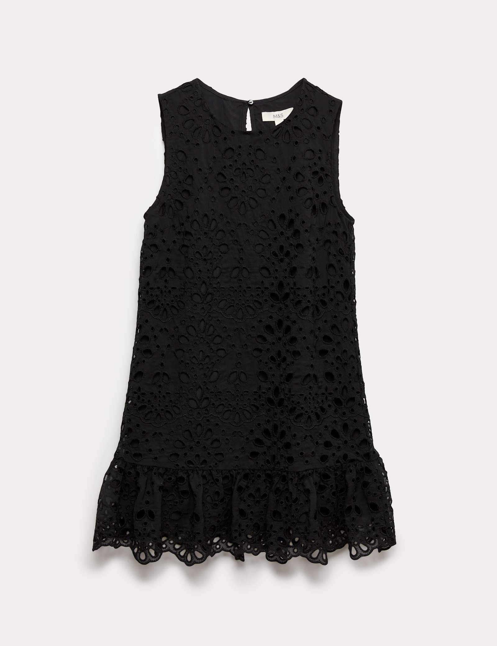 Broderie Cutwork Detail Mini Shift Dress - image 1