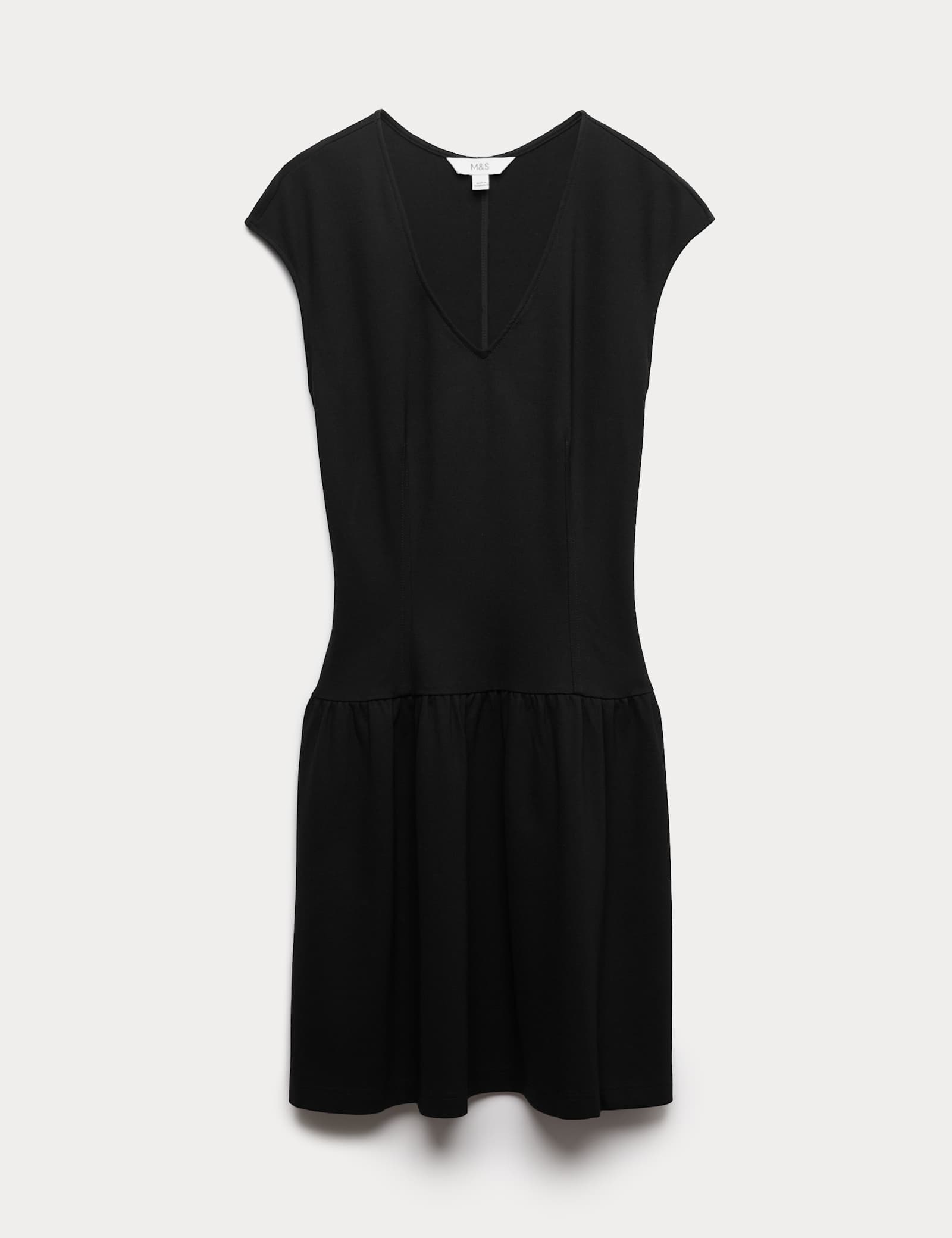 Jersey V-Neck Mini Drop Waist Skater Dress - image 2