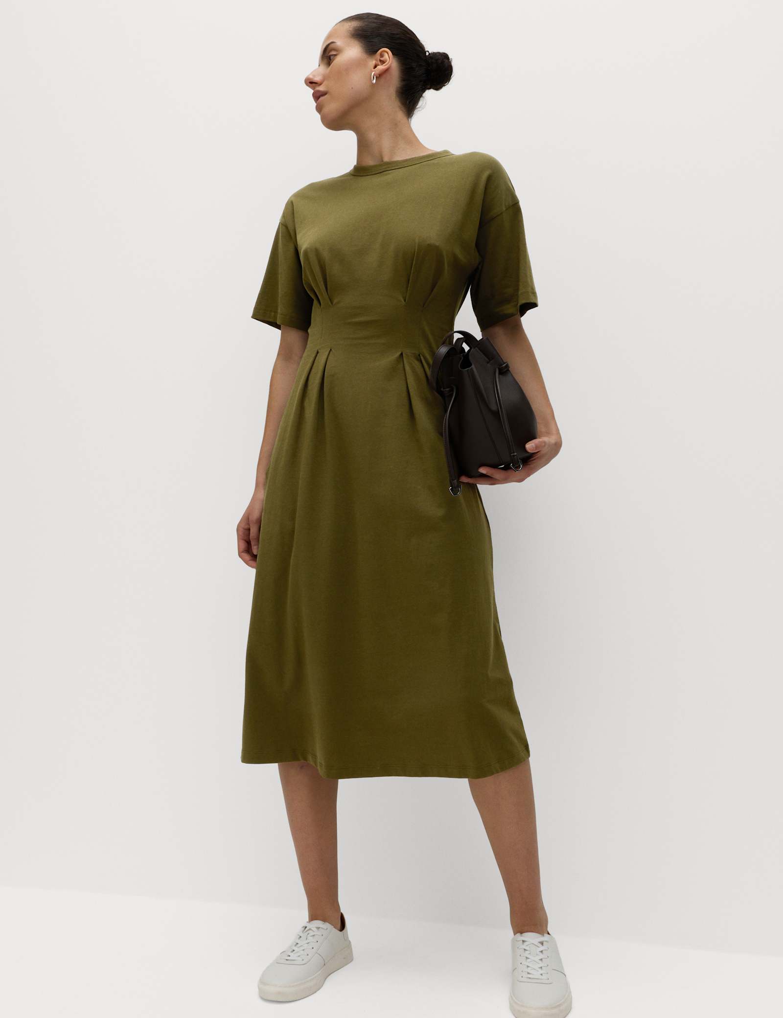 Pure Cotton Waisted Midi T-Shirt Dress - image 2