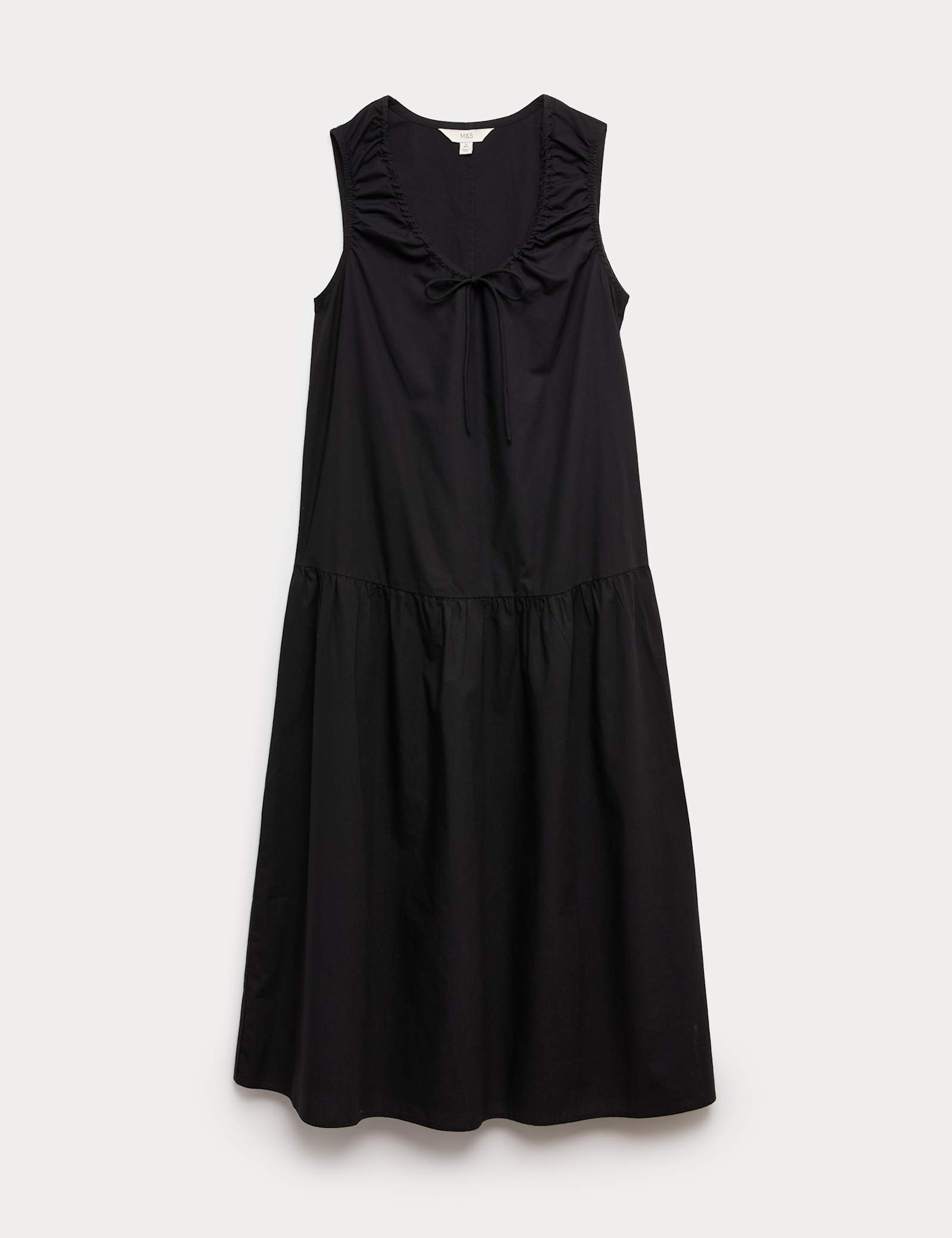 Pure Cotton Tie Detail Midi Tiered Dress - image 2