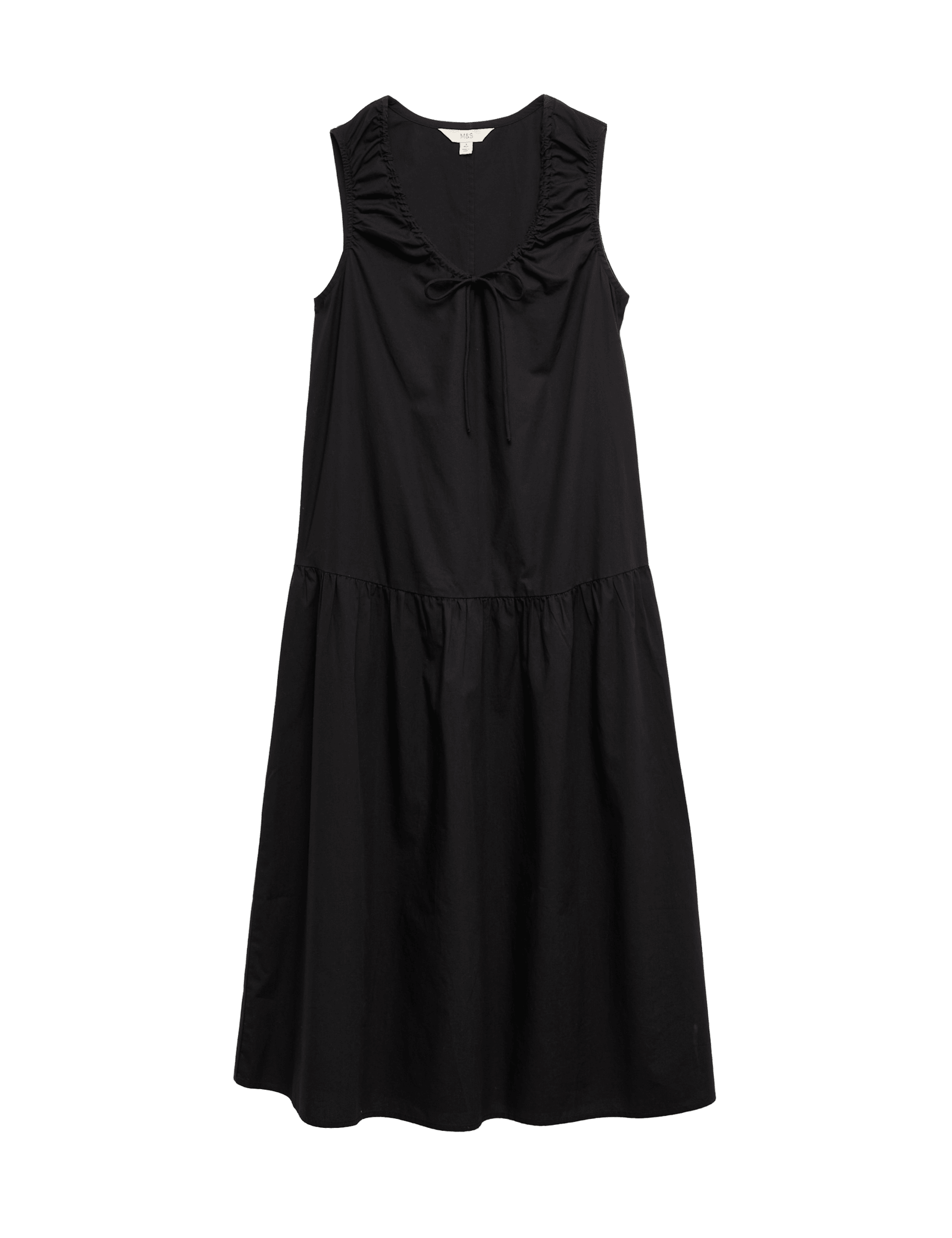 Pure Cotton Tie Detail Midi Tiered Dress - image 5