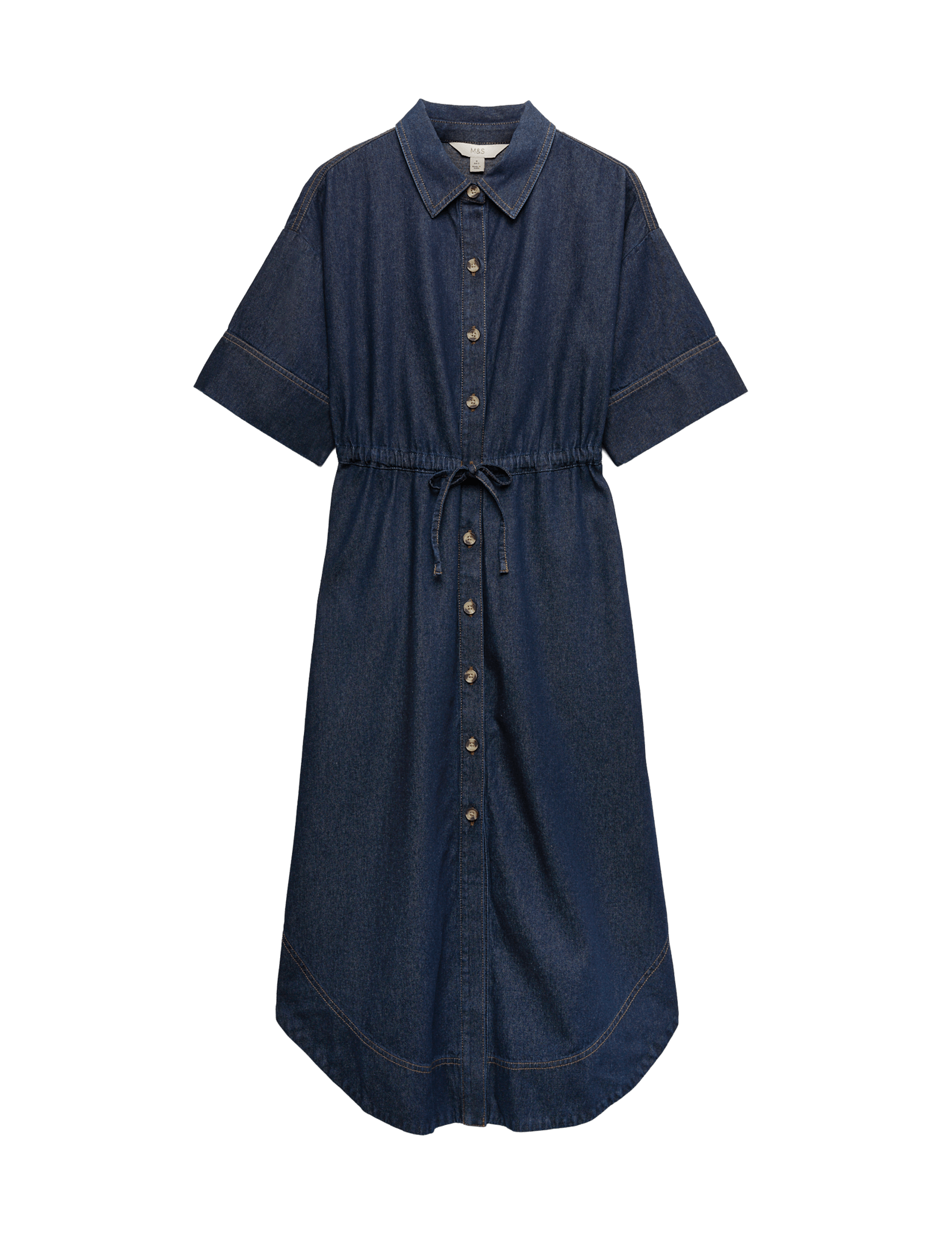 Pure Cotton Denim Midi Shirt Dress - image 3