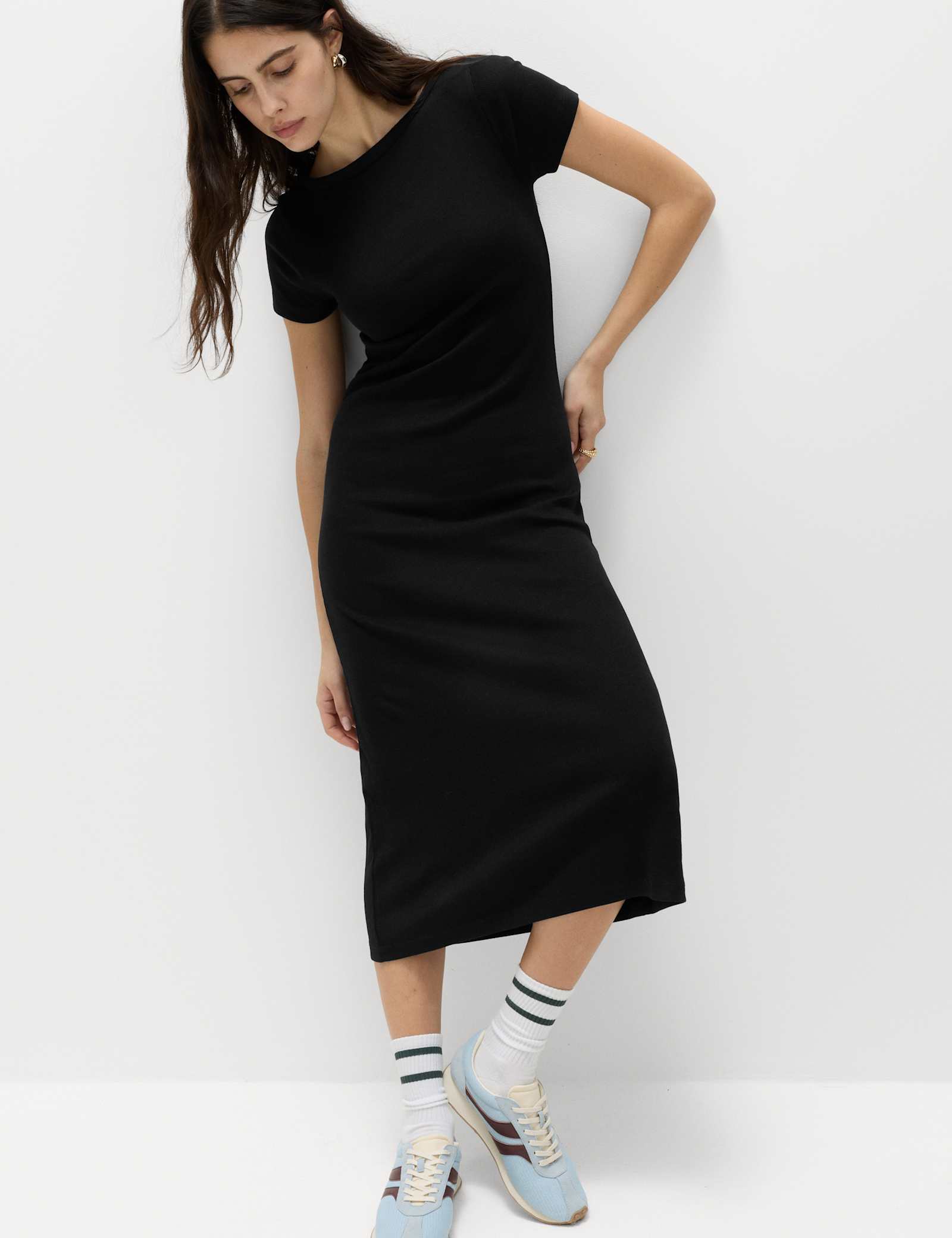 Cotton Rich Ribbed Midi Column Dress - image 4
