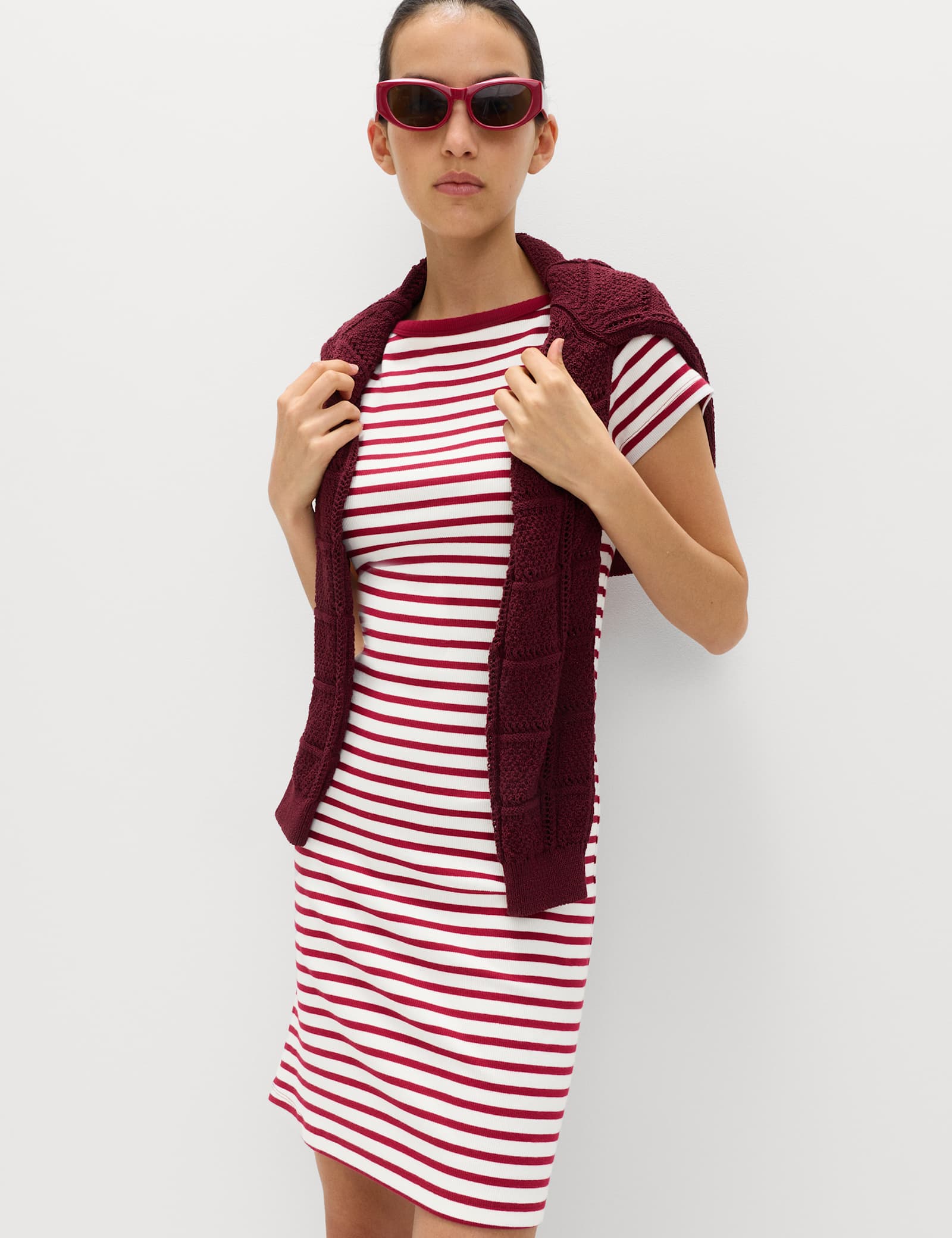 Cotton Rich Striped Mini Column Dress - image 4