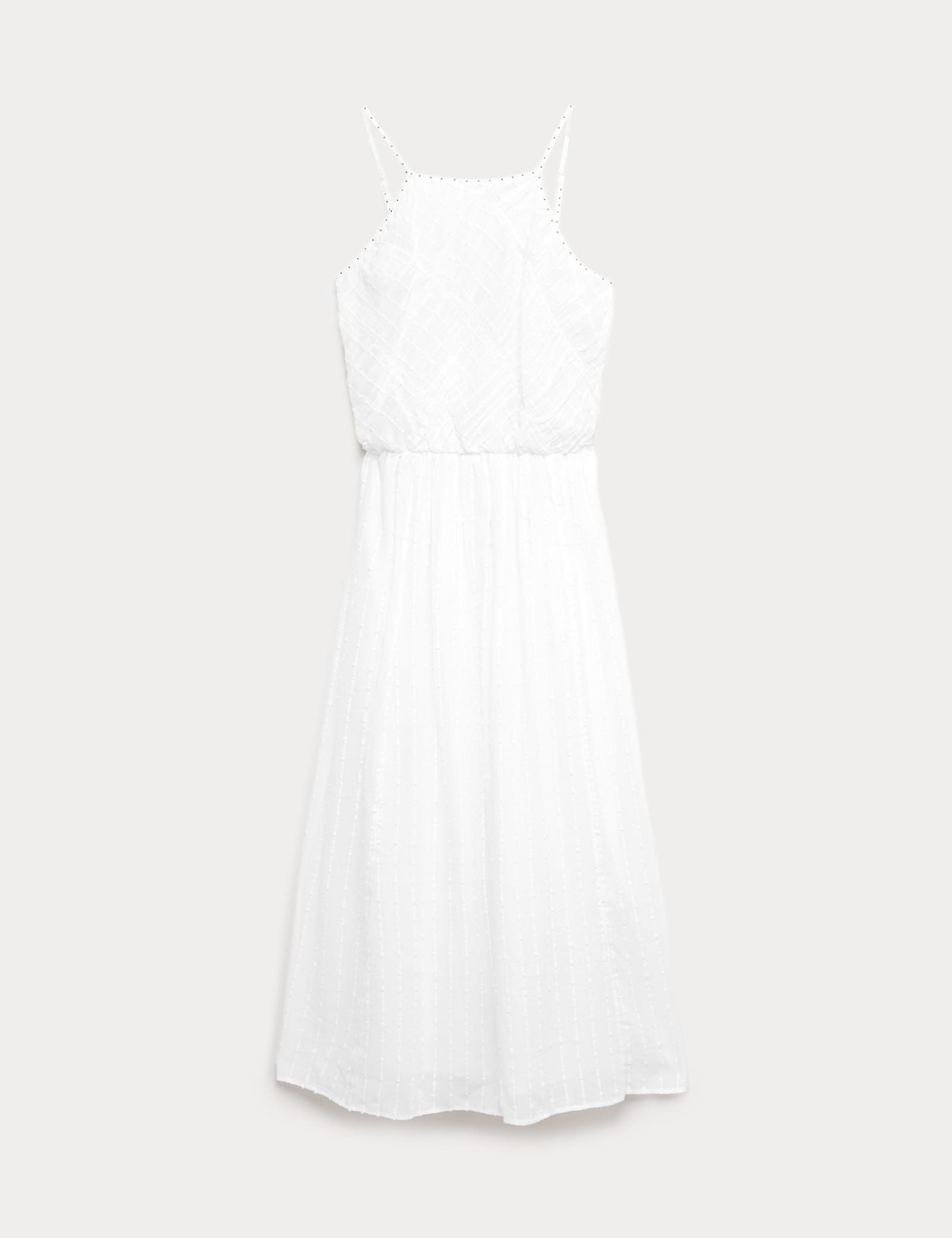 Pure Cotton Square Neck Strappy Midaxi Waisted Dress - image 1