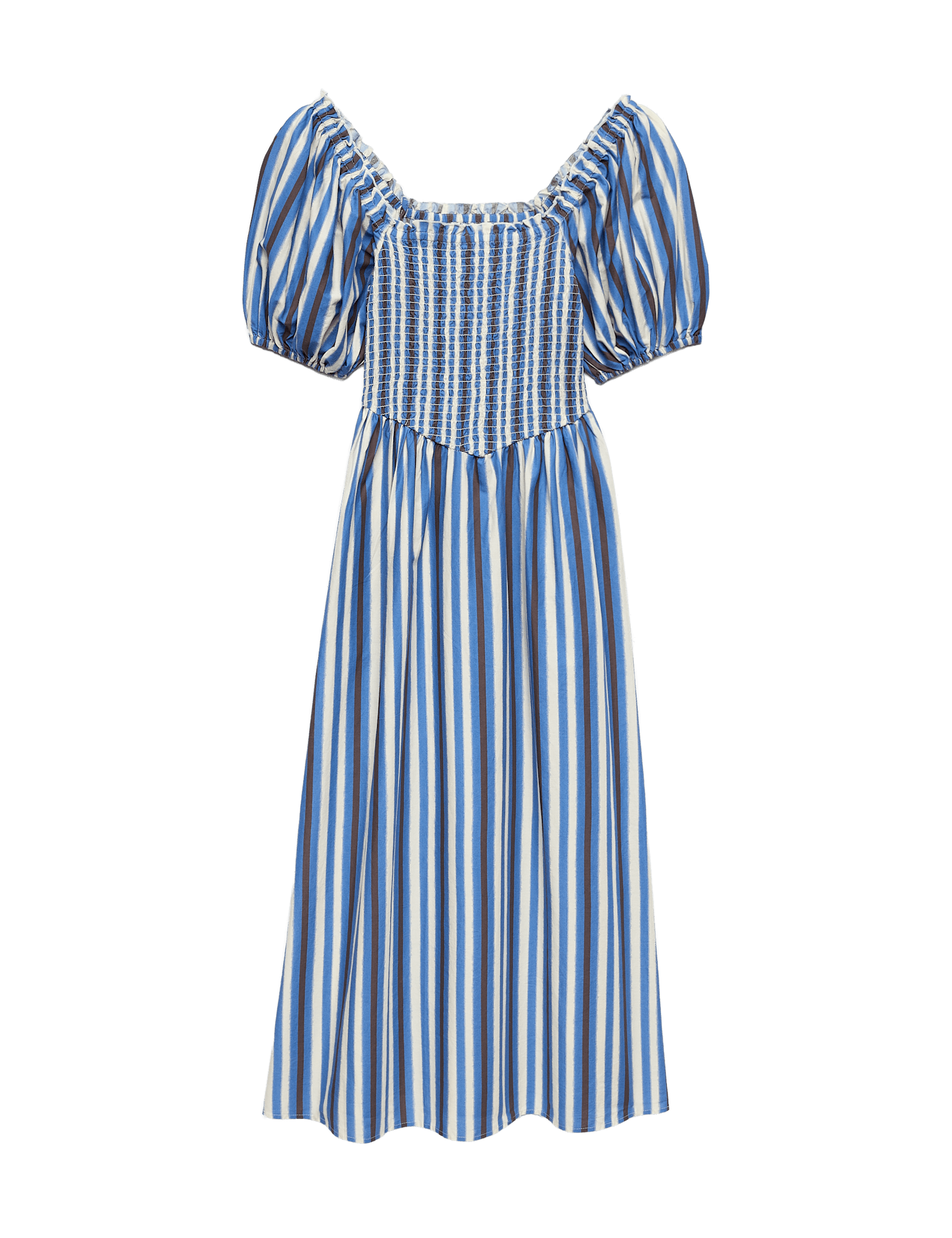 Pure Cotton Striped Shirred Midi Dress - image 3