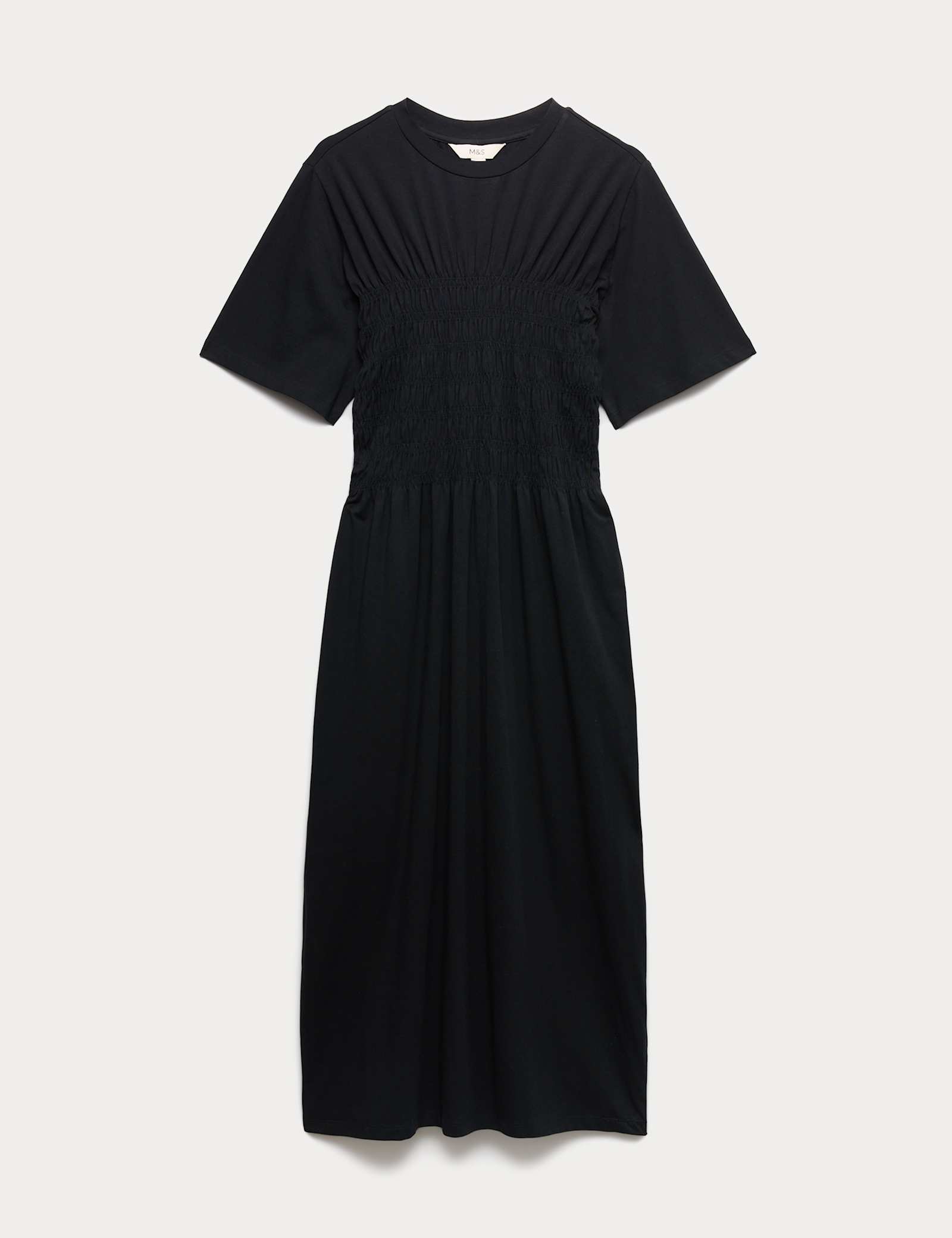 Cotton Rich Shirred Midi T-Shirt Dress - image 2