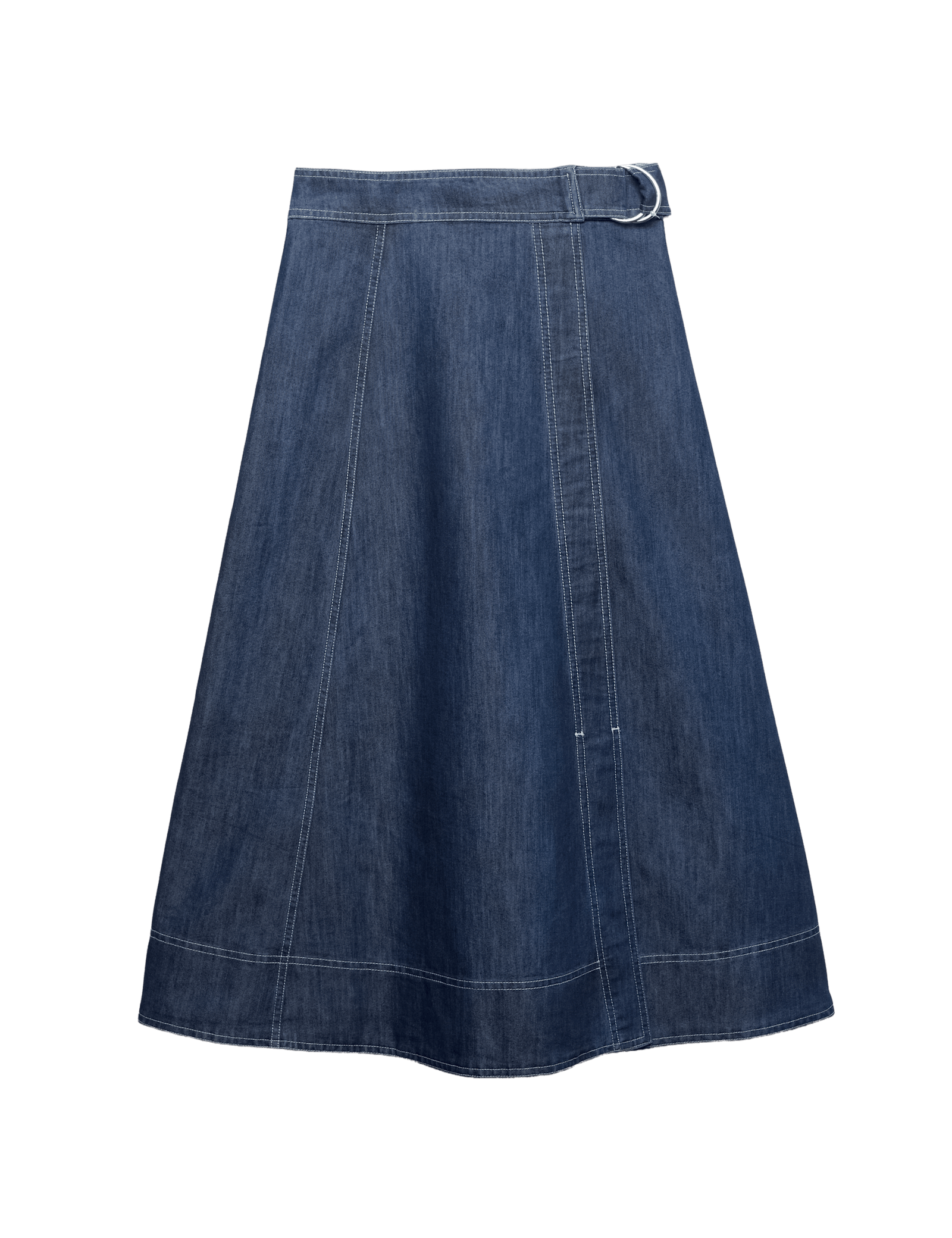 Denim Belted Midi Circle Skirt - image 3