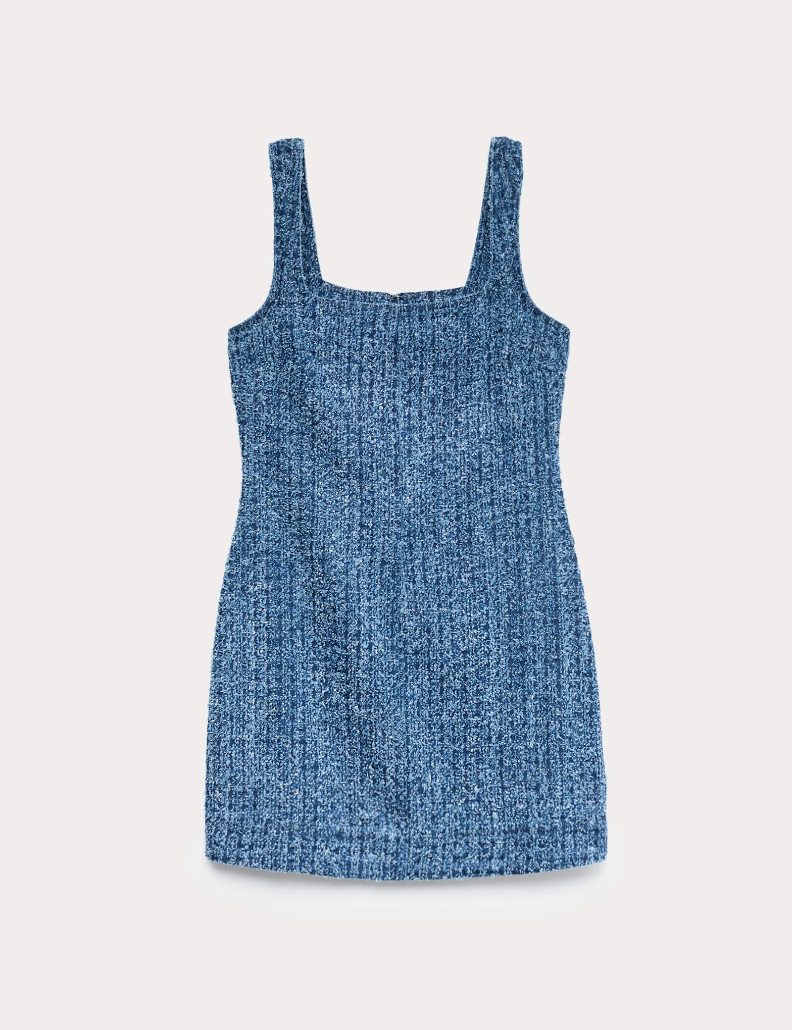 Pure Cotton Denim Tufted Mini Shift Dress - image 1