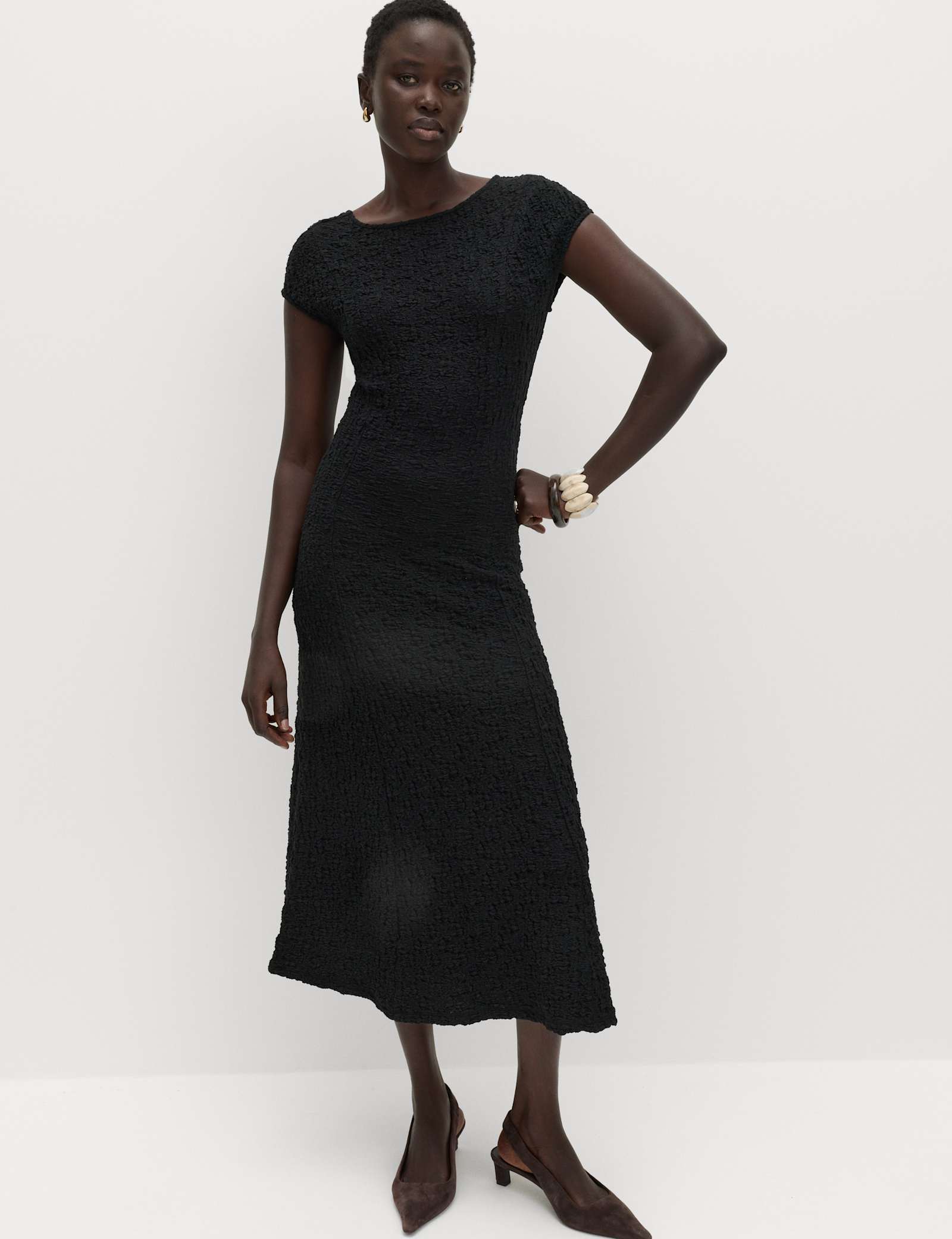 Cotton Rich Textured Midi Skater Dress - image 5