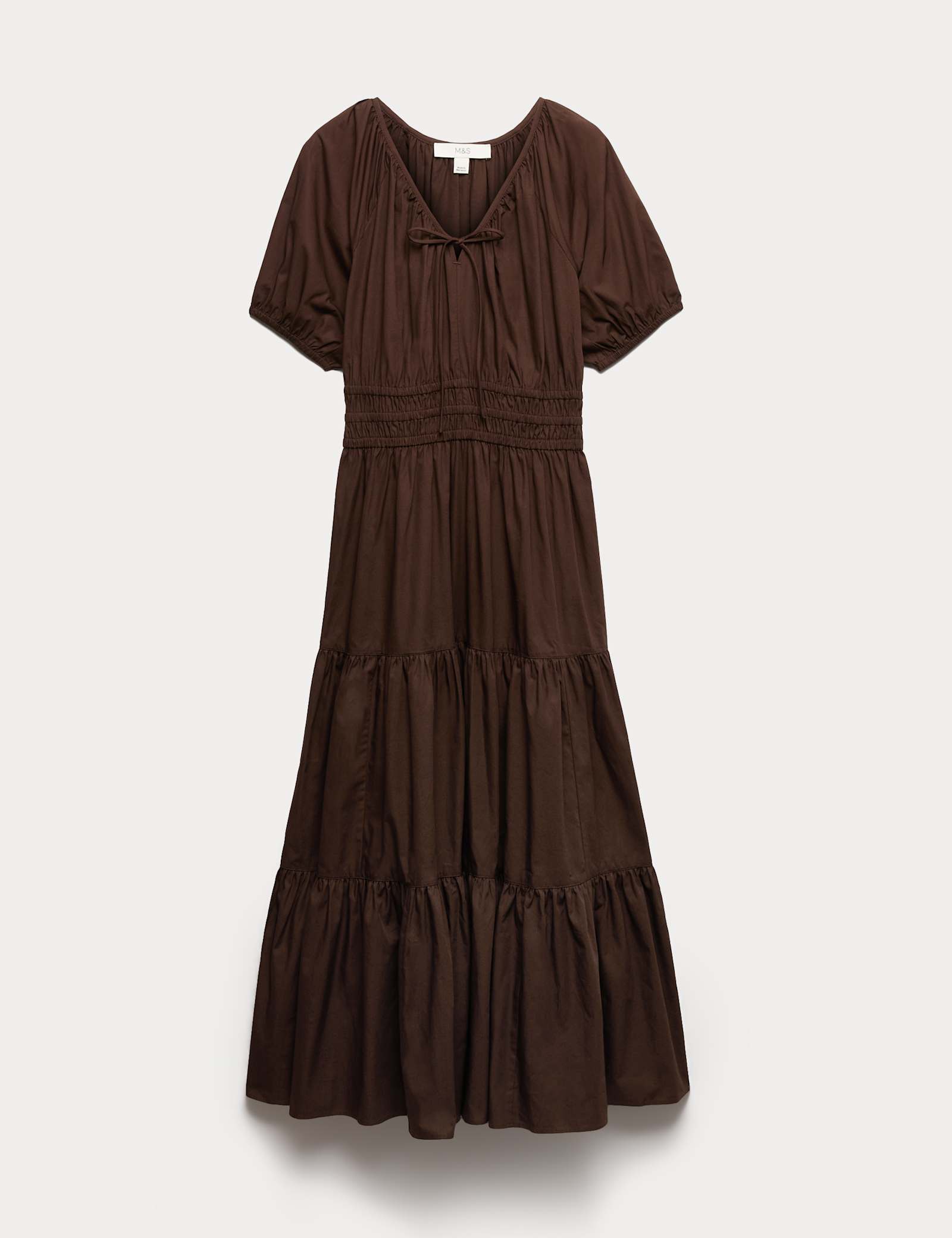 Pure Cotton Tie Detail Midaxi Waisted Dress - image 1