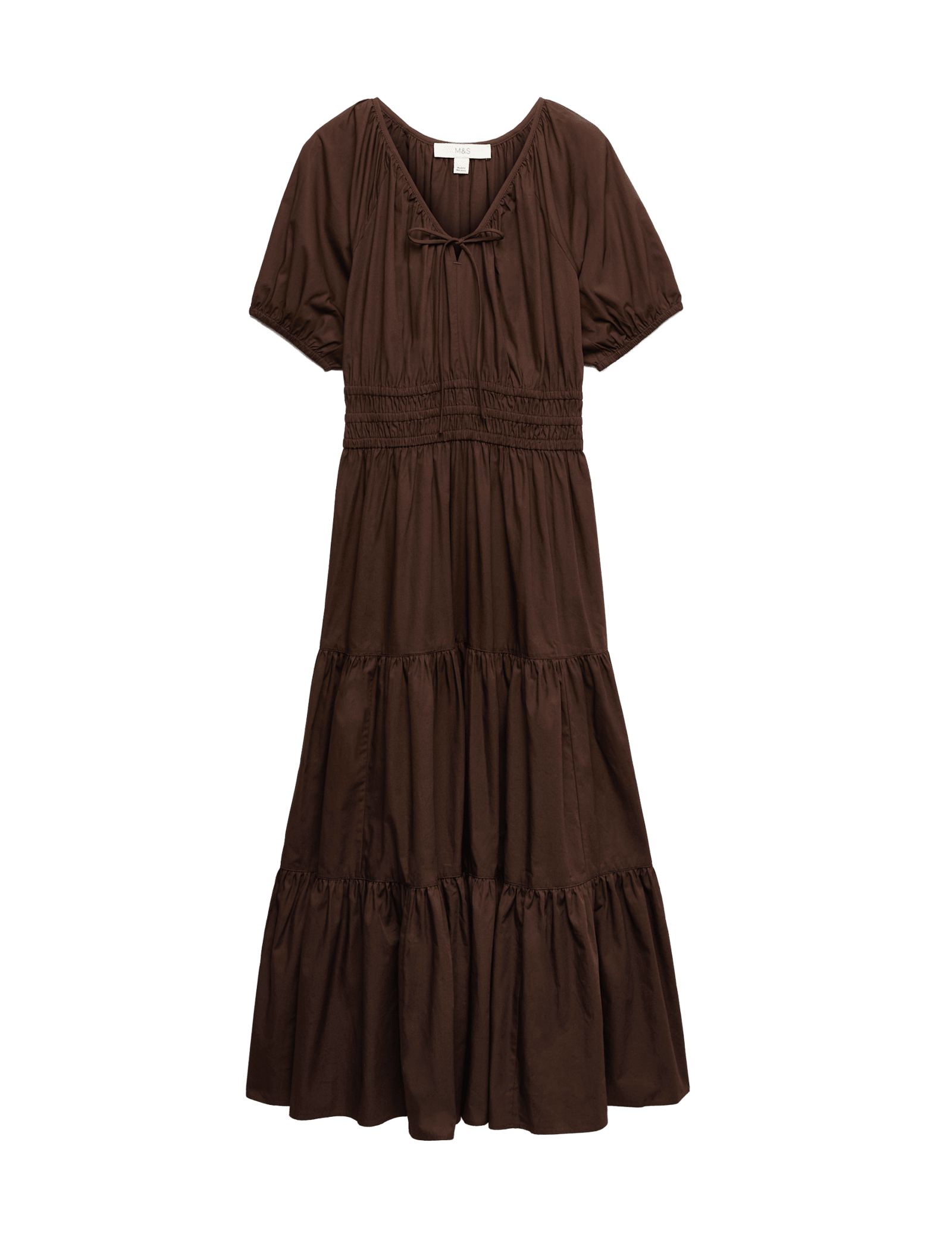 Pure Cotton Tie Detail Midaxi Waisted Dress - image 3